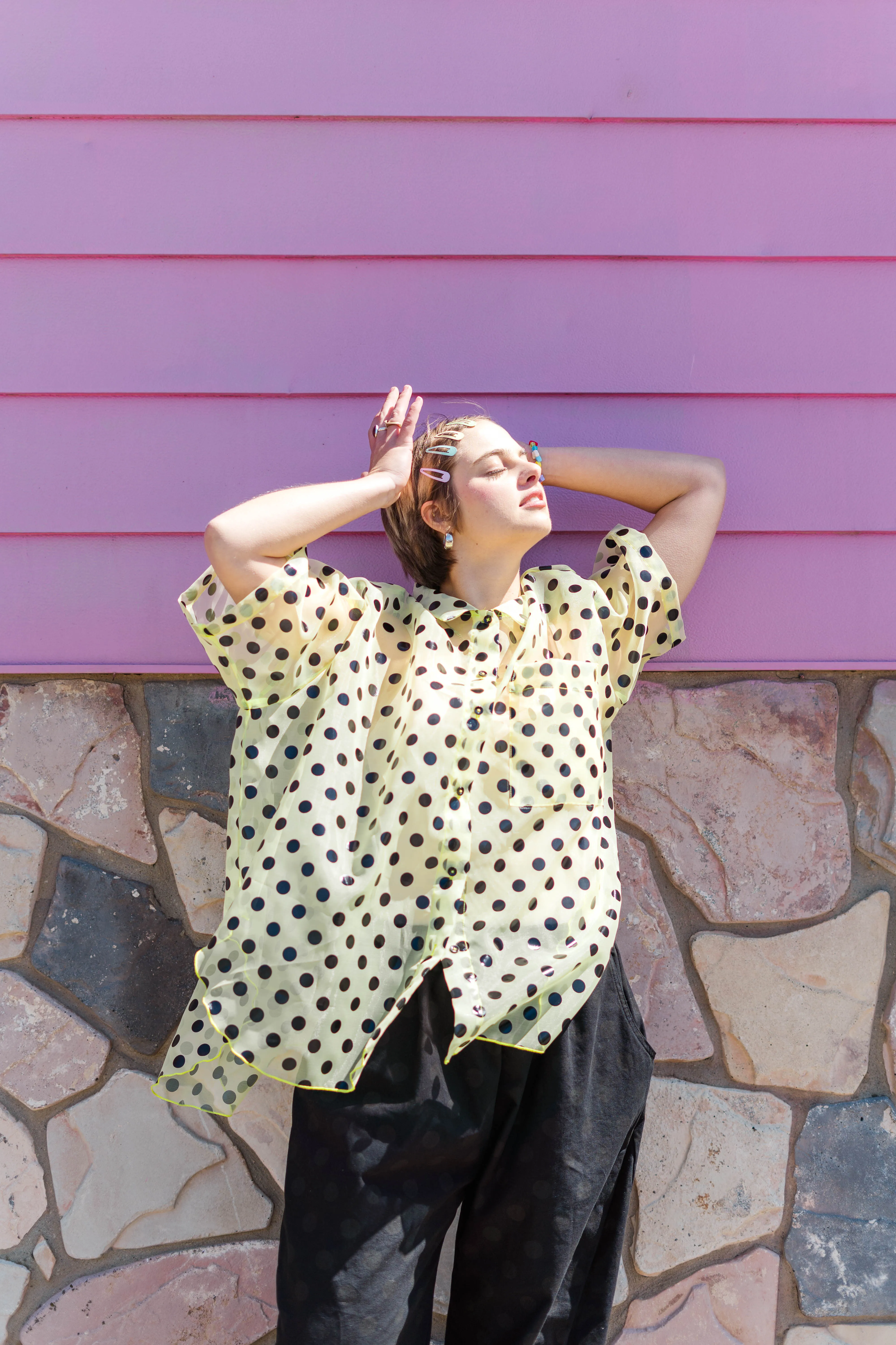 SHEER DAFFODIL POLKA DOT TULIP TOP sold by Nettle Studios product image thumbnail 3