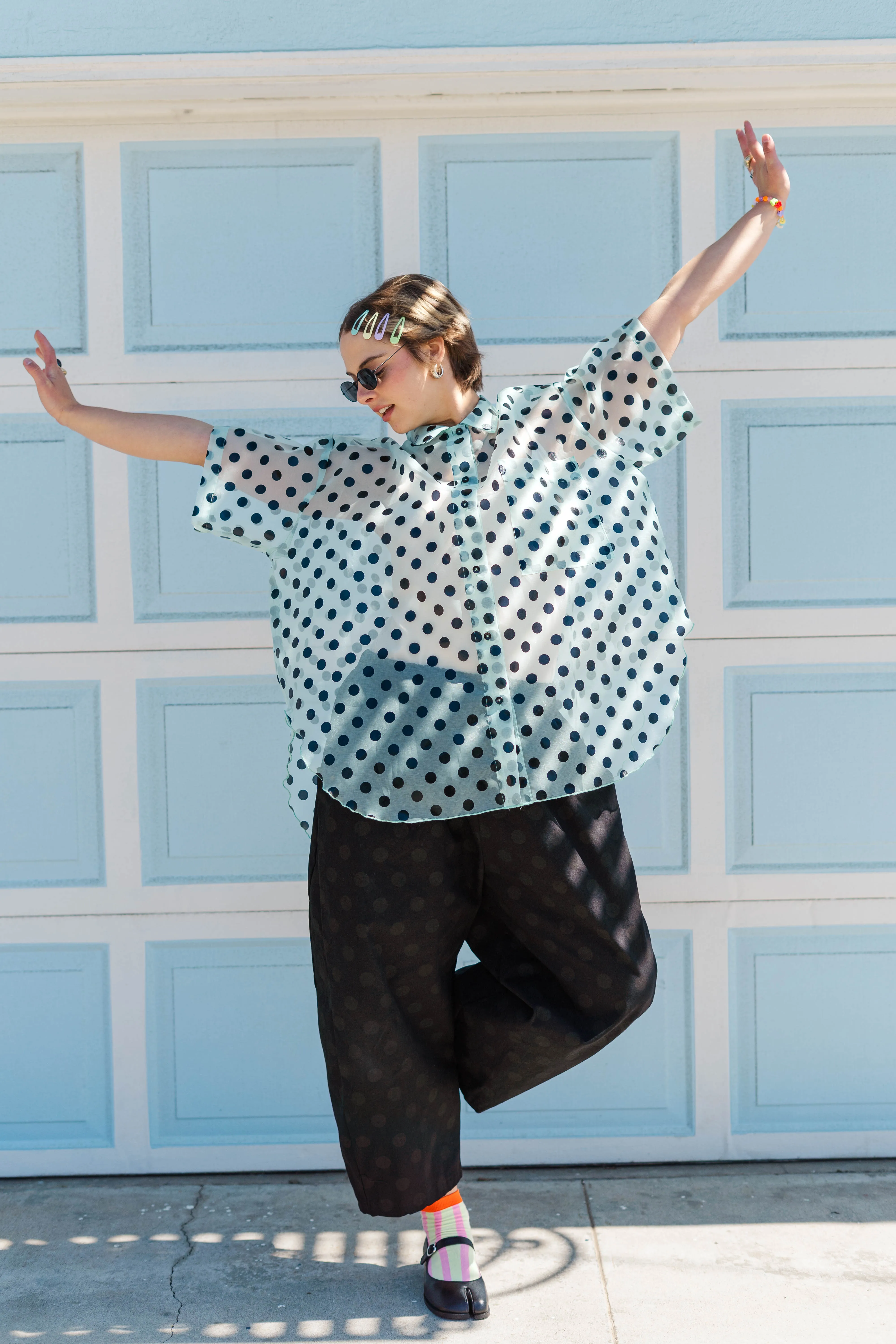 SHEER MINT CHOCOLATE CHIP POLKA DOT TULIP TOP sold by Nettle Studios product image thumbnail 5