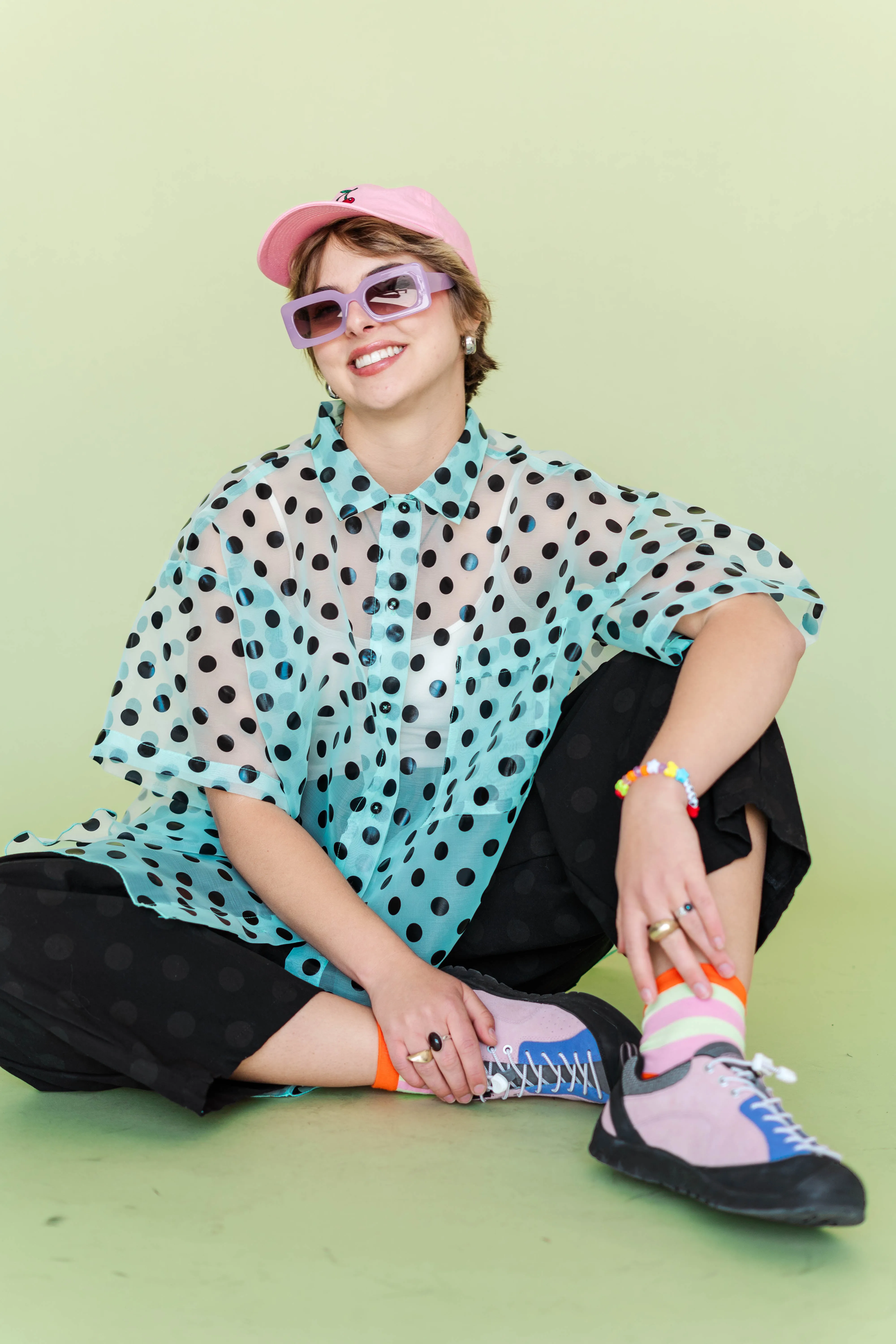 SHEER MINT CHOCOLATE CHIP POLKA DOT TULIP TOP sold by Nettle Studios product image thumbnail 4