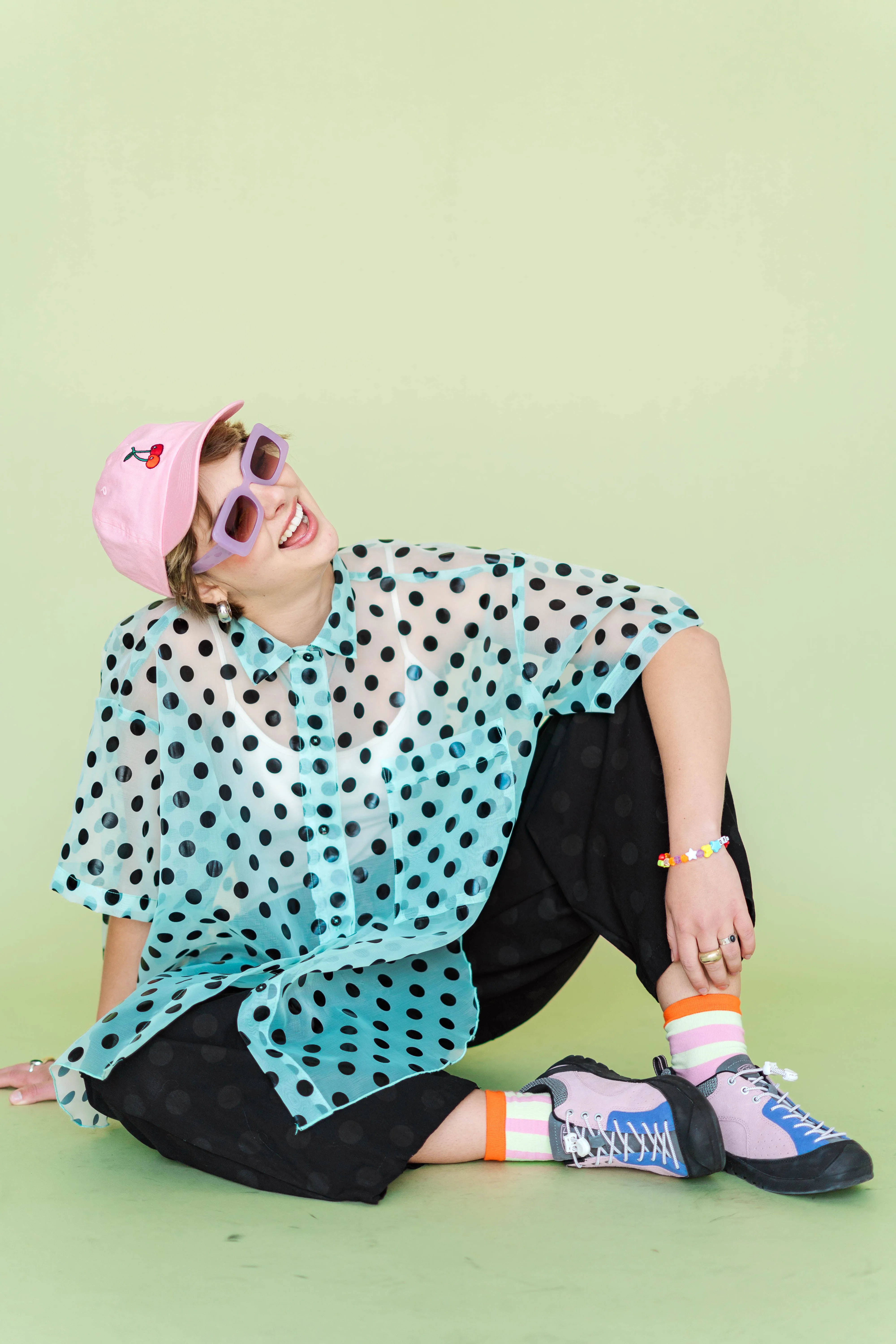 SHEER MINT CHOCOLATE CHIP POLKA DOT TULIP TOP sold by Nettle Studios product image thumbnail 2