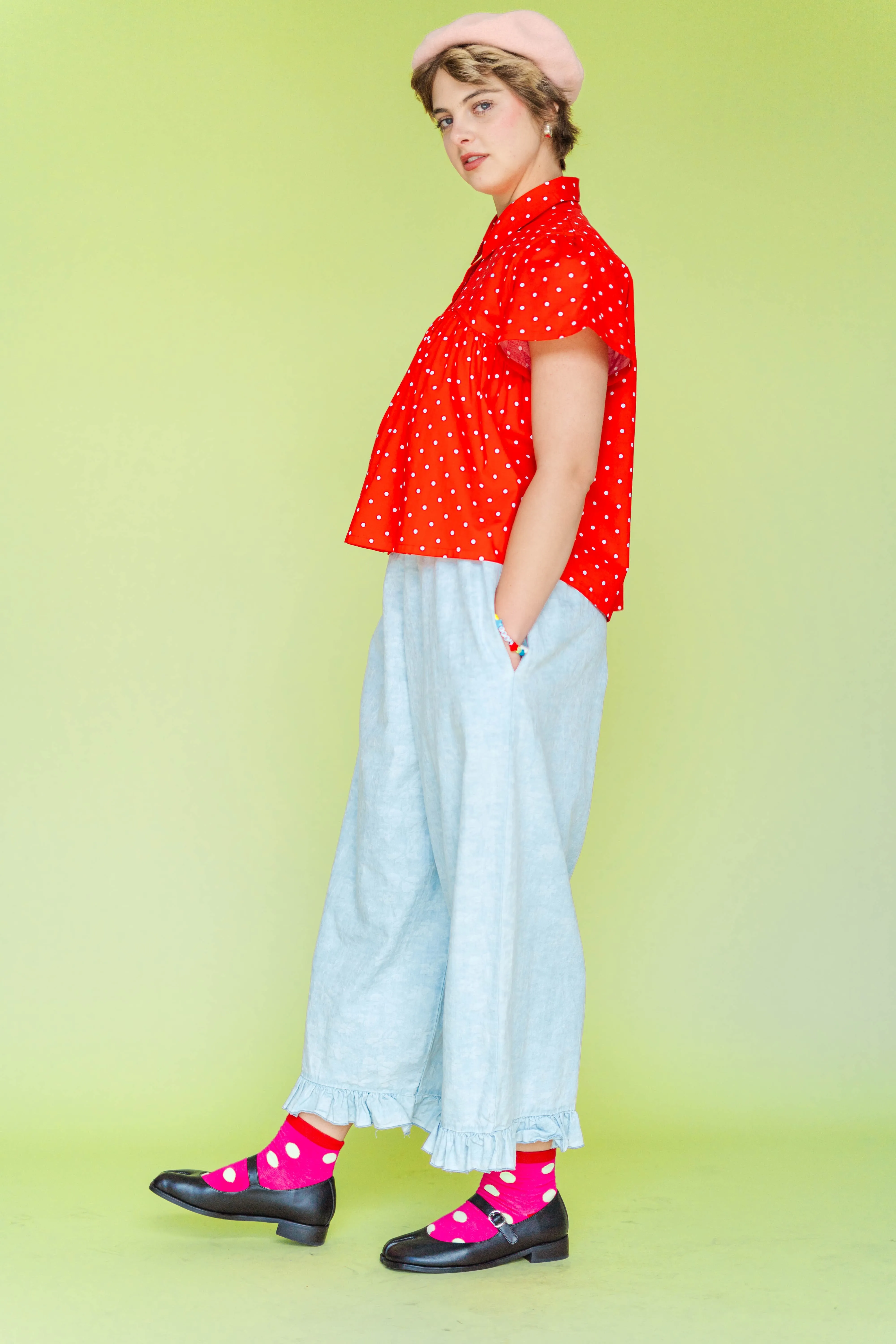 CHERRY POLKA DOT BUTTON MUSHROOM TOP sold by Nettle Studios product image thumbnail 3