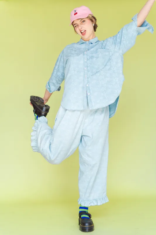 BLEACHED FLORAL CHAMBRAY SEPTEMBER TOP made by Nettle Studios