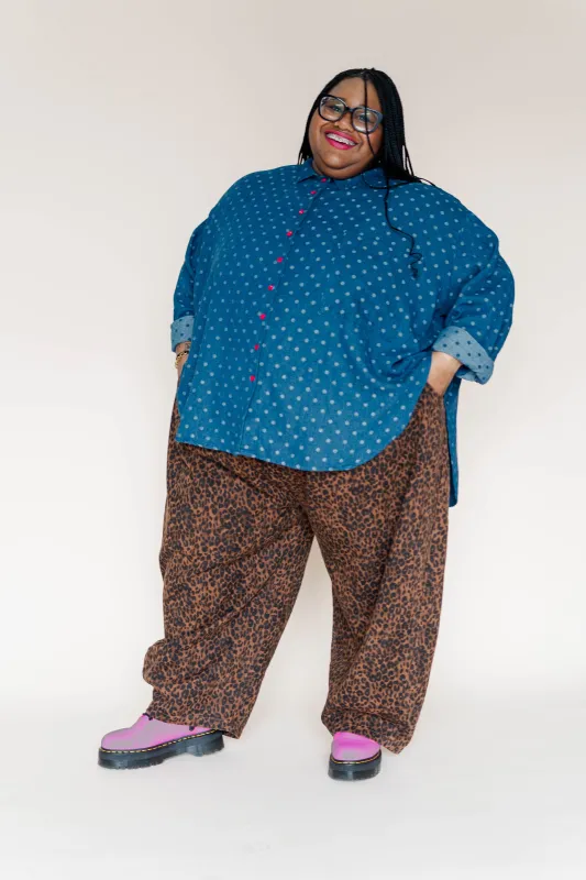 POLKA DOT DENIM SEPTEMBER TOP made by Nettle Studios