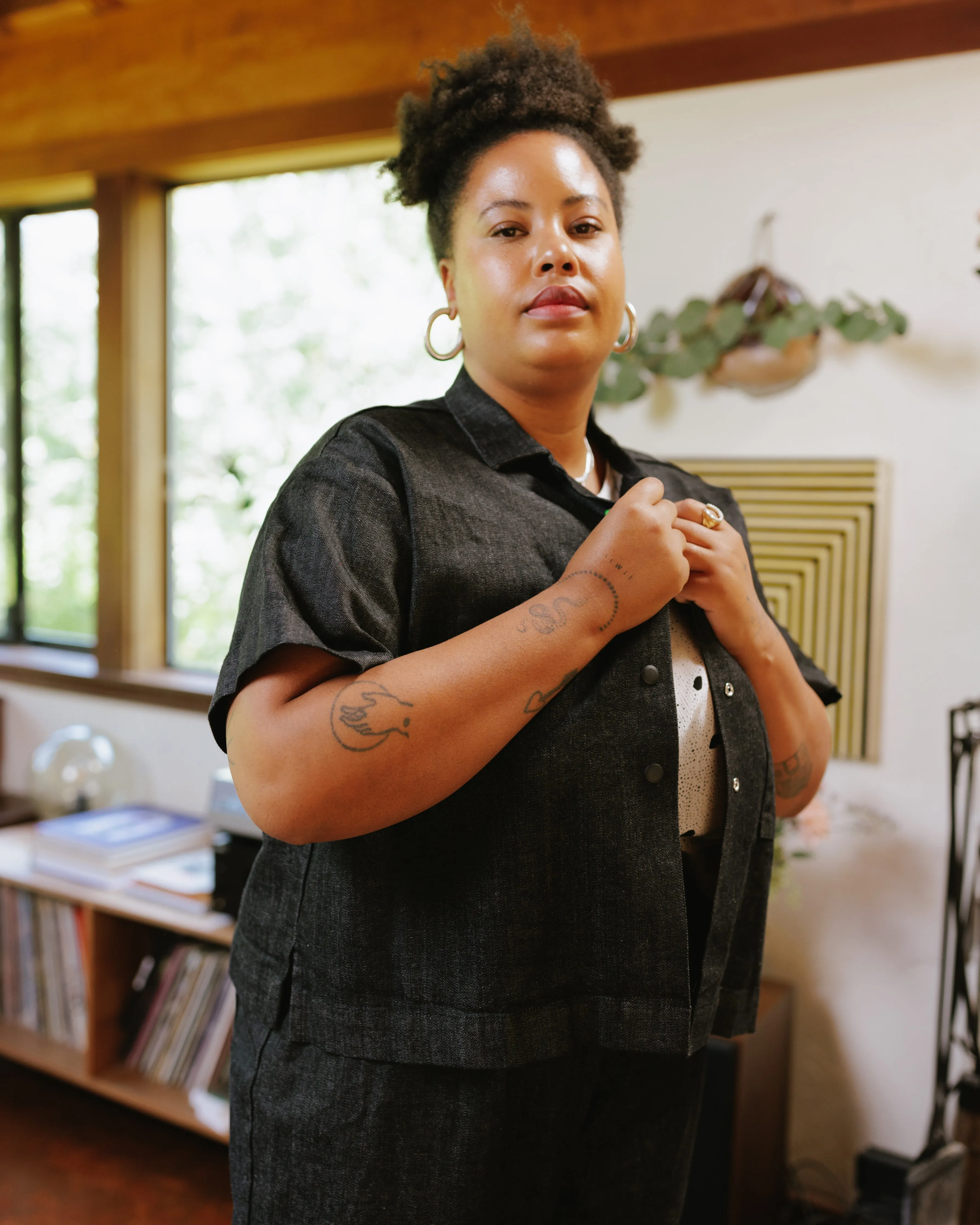 Boxy Collared Top in Black Denim sold by Nettle Studios product image thumbnail 3