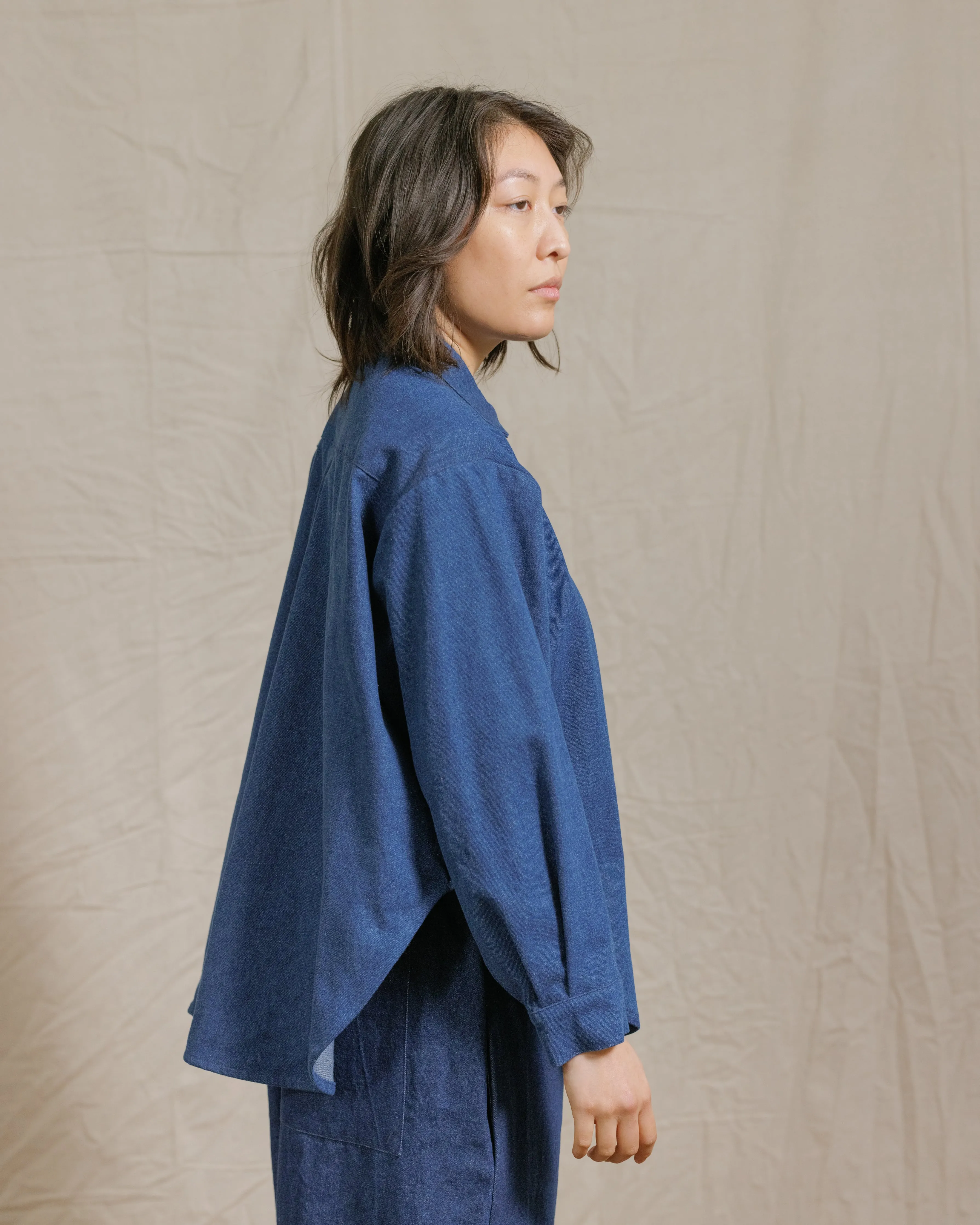 Soft Volume Long Sleeve Top in Indigo Denim (RTS) sold by Nettle Studios product image thumbnail 5