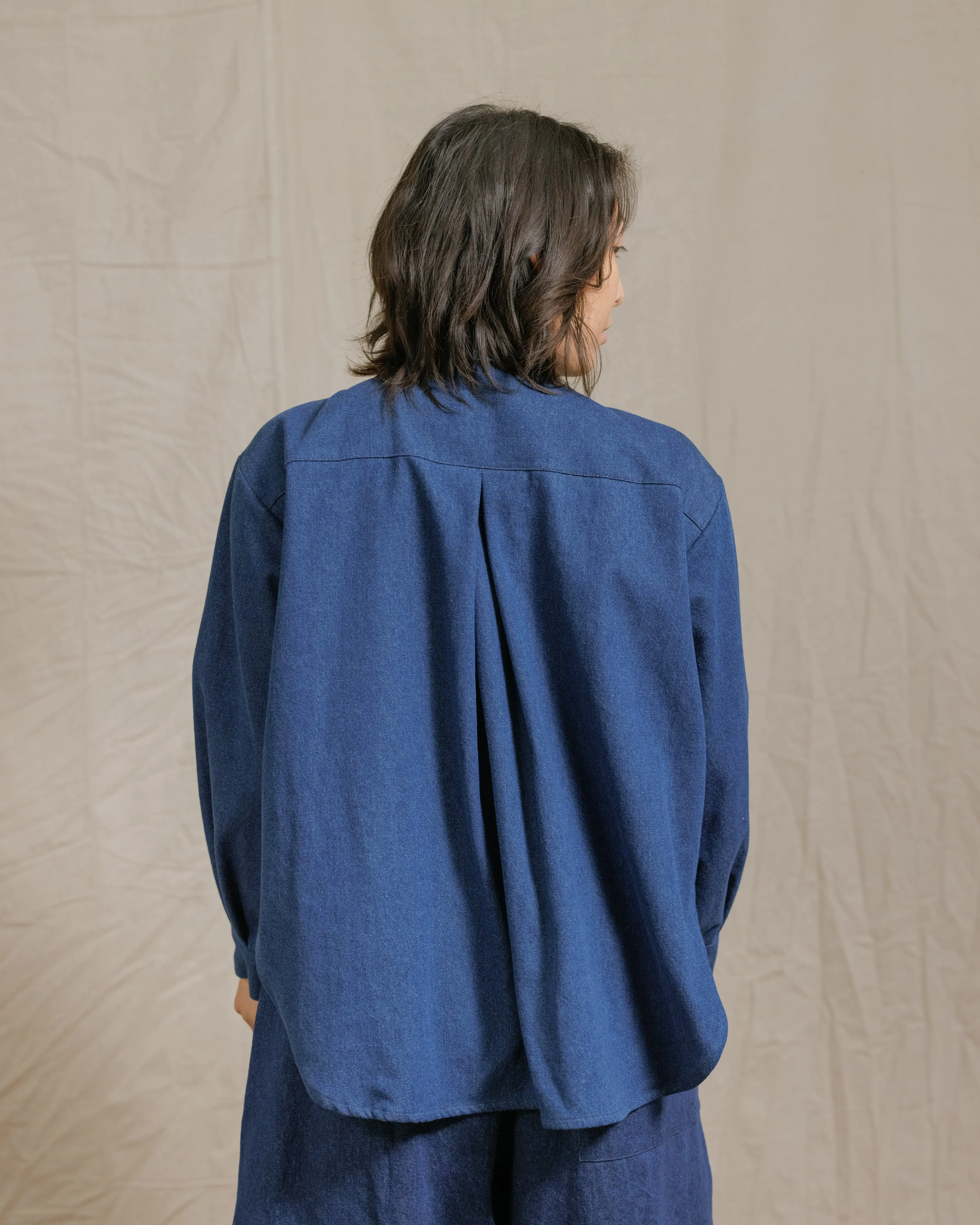 Soft Volume Long Sleeve Top in Indigo Denim (RTS) sold by Nettle Studios product image thumbnail 4