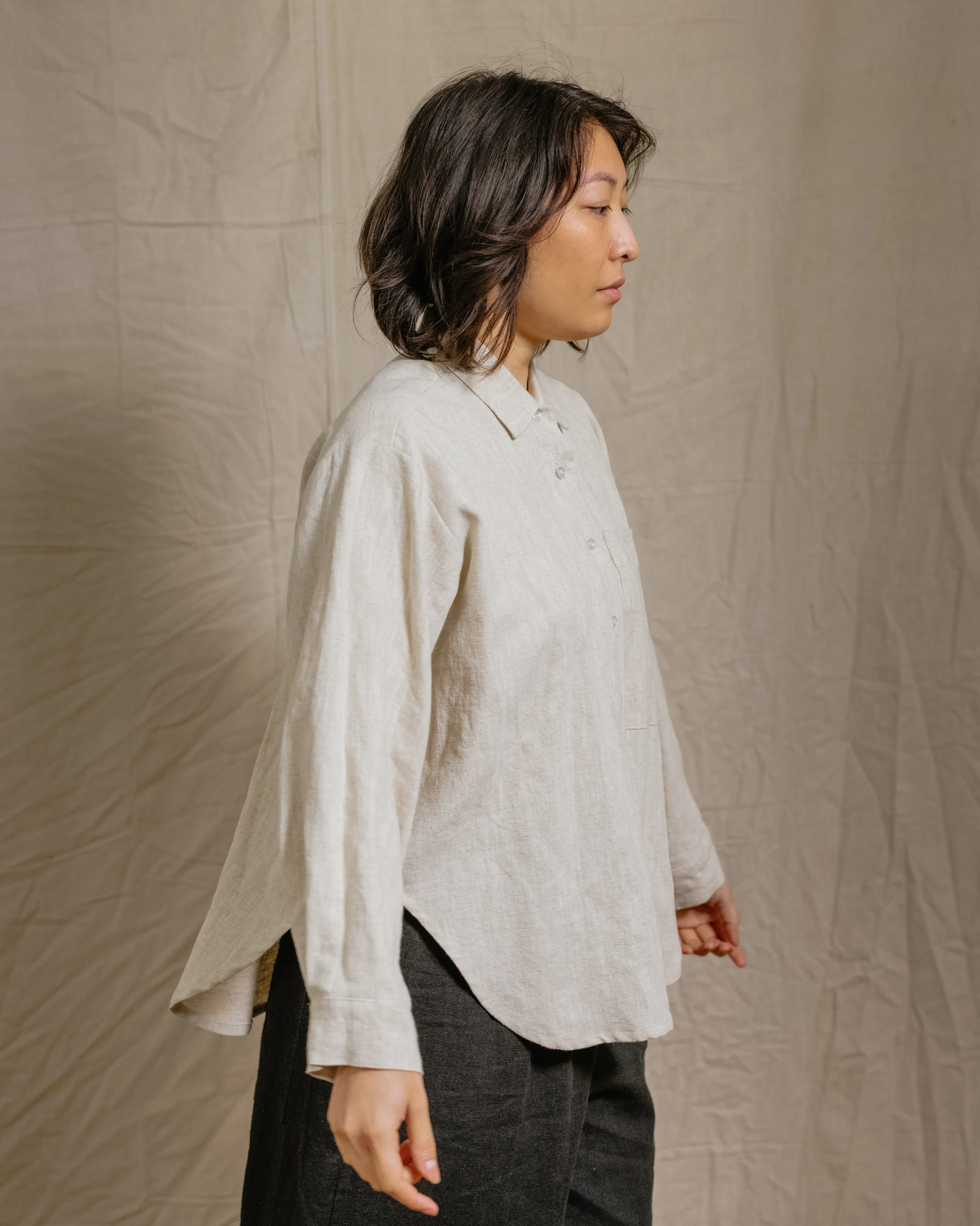 Soft Volume Long Sleeve Top in Oat Milk Linen (RTS) sold by Nettle Studios product image thumbnail 3