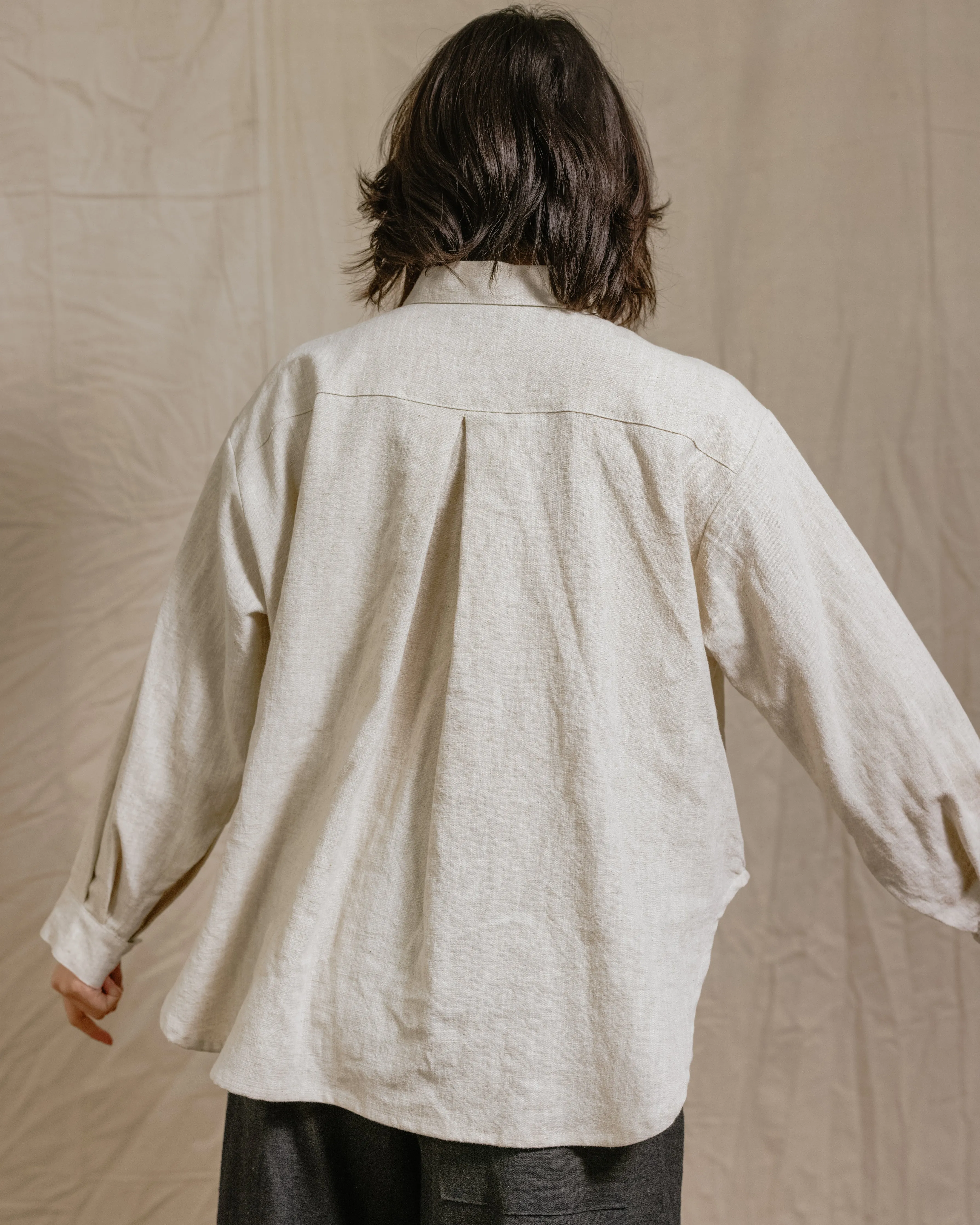 Soft Volume Long Sleeve Top in Oat Milk Linen (RTS) sold by Nettle Studios product image thumbnail 4
