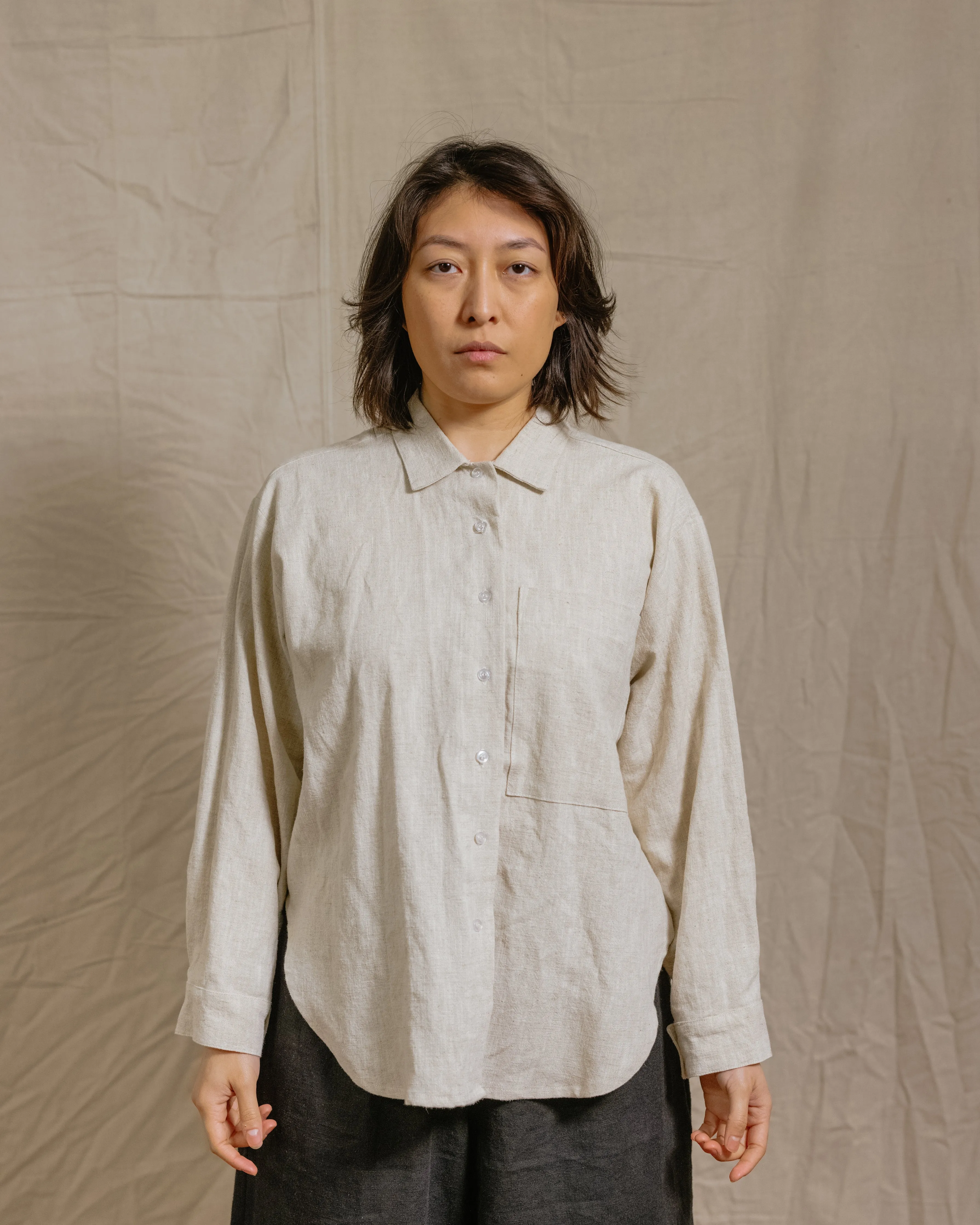 Soft Volume Long Sleeve Top in Oat Milk Linen (RTS) sold by Nettle Studios product image thumbnail 2