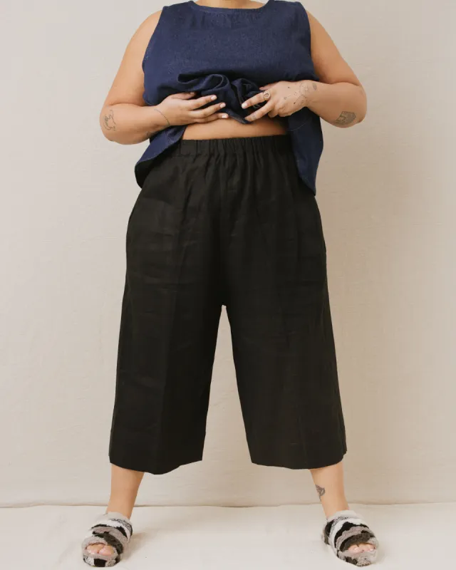 Easy Pant in Black Linen sold by Nettle Studios