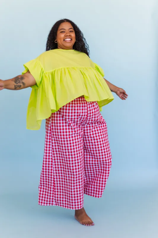 Mushroom Top in Limeade Cotton sold by Nettle Studios