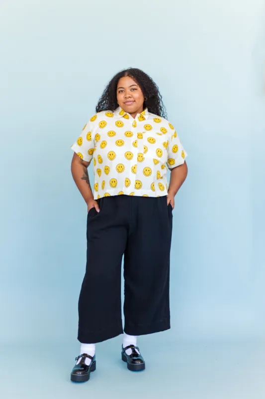 Mid Easy Pant in Black Linen (RTS) sold by Nettle Studios