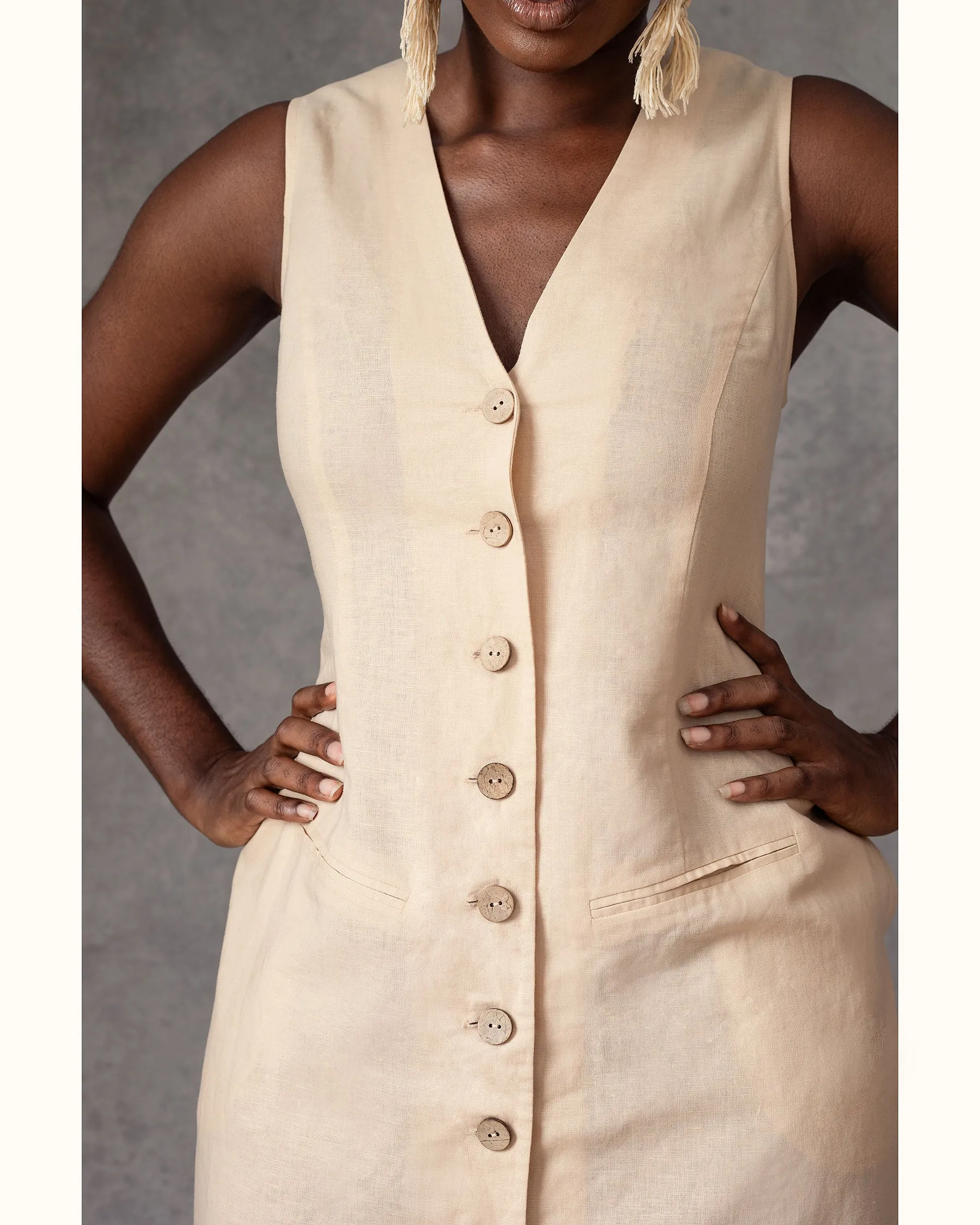 Elyon Waist Coat Linen A-line Dress sold by Forever Amelia product image thumbnail 2