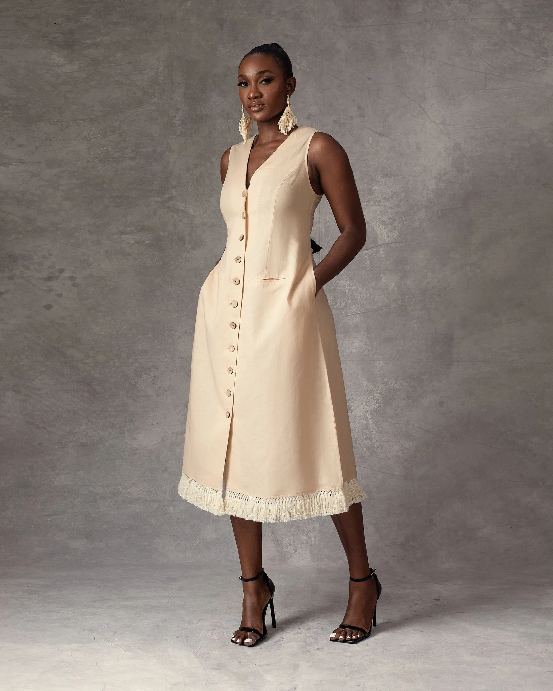 Elyon Waist Coat Linen A-line Dress sold by Forever Amelia product image thumbnail 4
