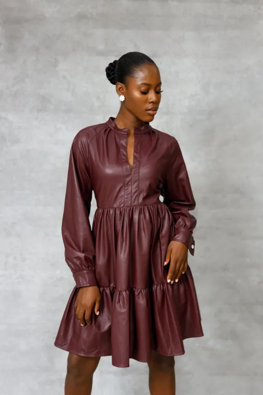 Mia Brown Leather Dress sold by Forever Amelia