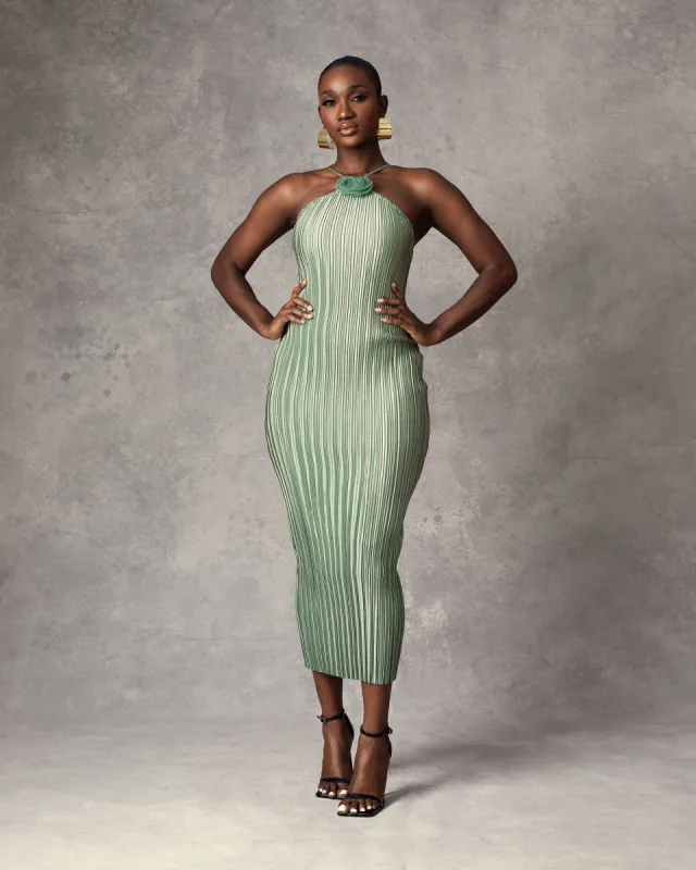 Amira Plisse Dress Green sold by Forever Amelia