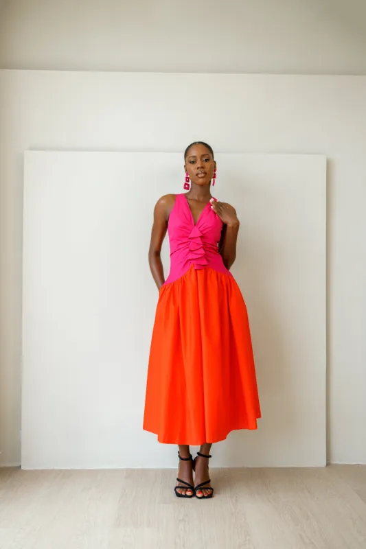 Camilla Red & Pink Midi Dress sold by Forever Amelia