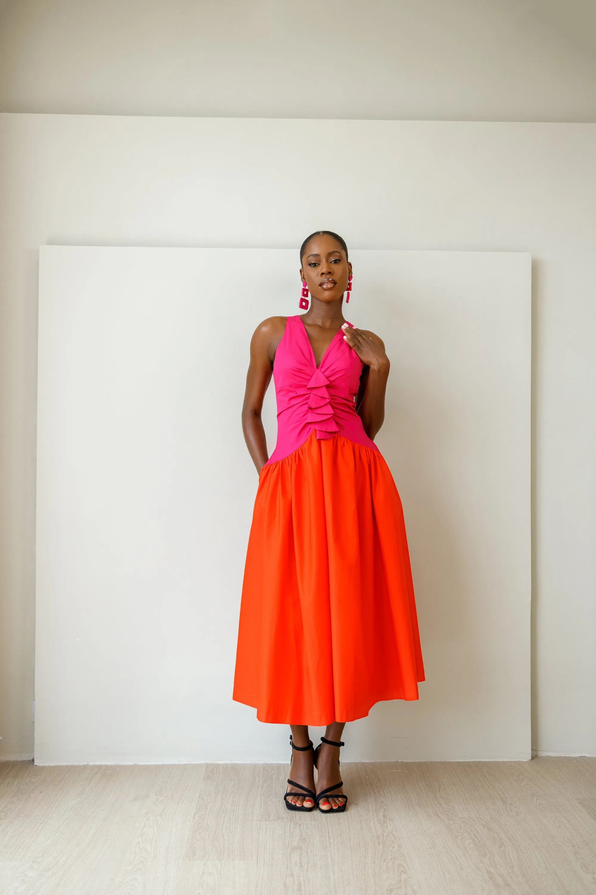 Camilla Red & Pink Midi Dress sold by Forever Amelia