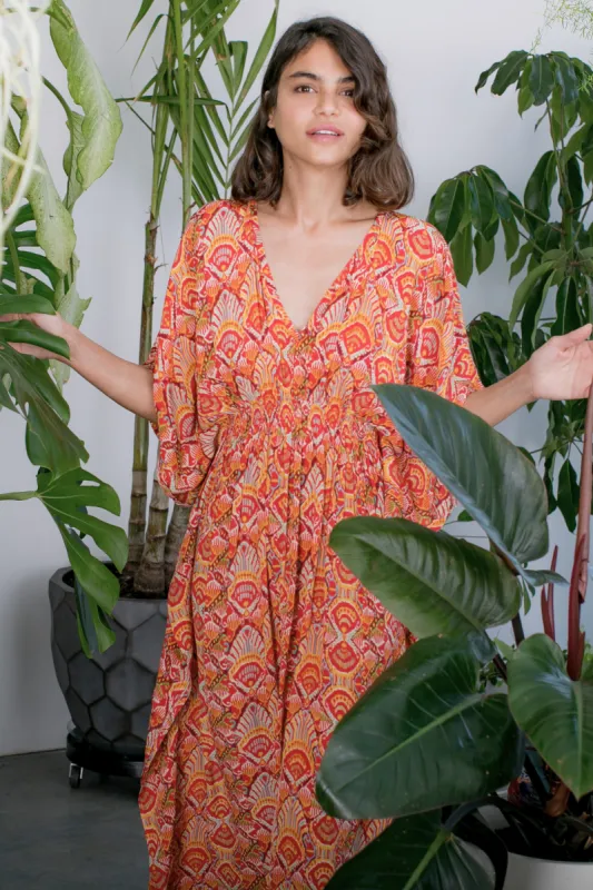 MARIE CINCH KAFTAN | RED IKAT sold by Rujuta Sheth