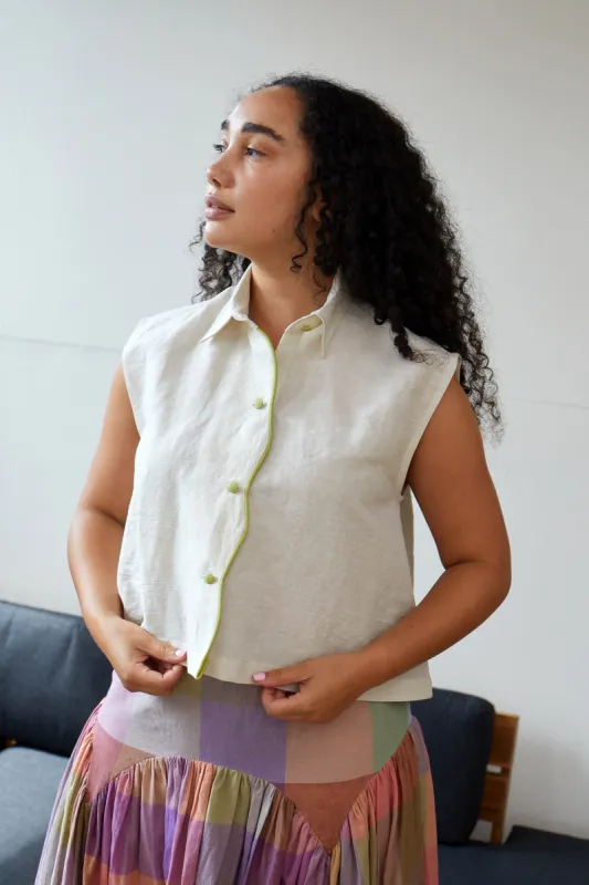 VACAY TOP | PASTEL PARCHMENT X LIMELIGHT sold by Rujuta Sheth