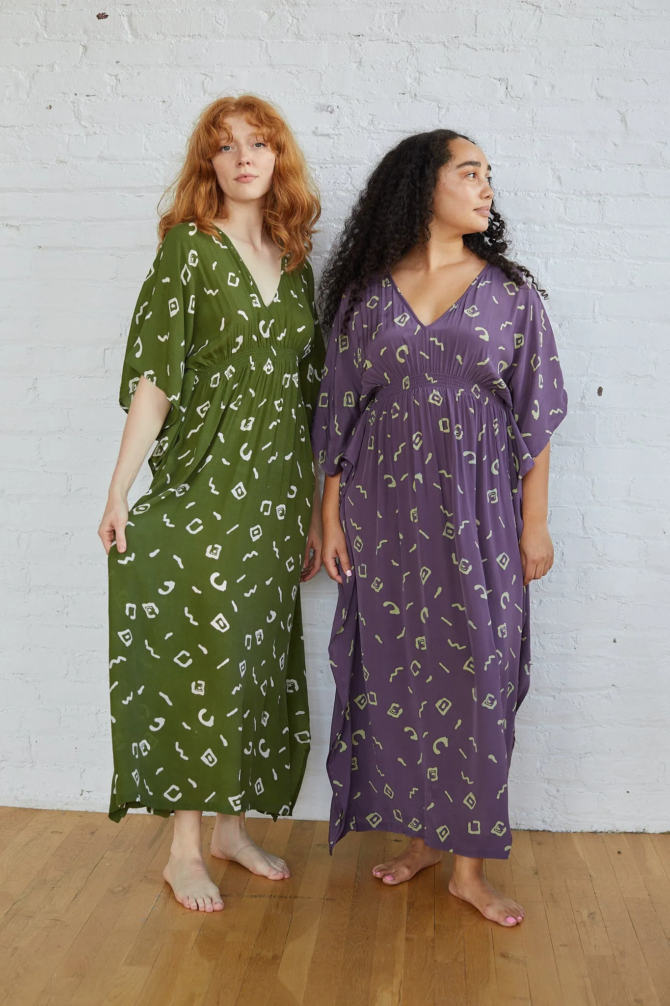 AZTEC KAFTAN DRESS | OLIVE BLOCK PRINT sold by Rujuta Sheth product image thumbnail 2