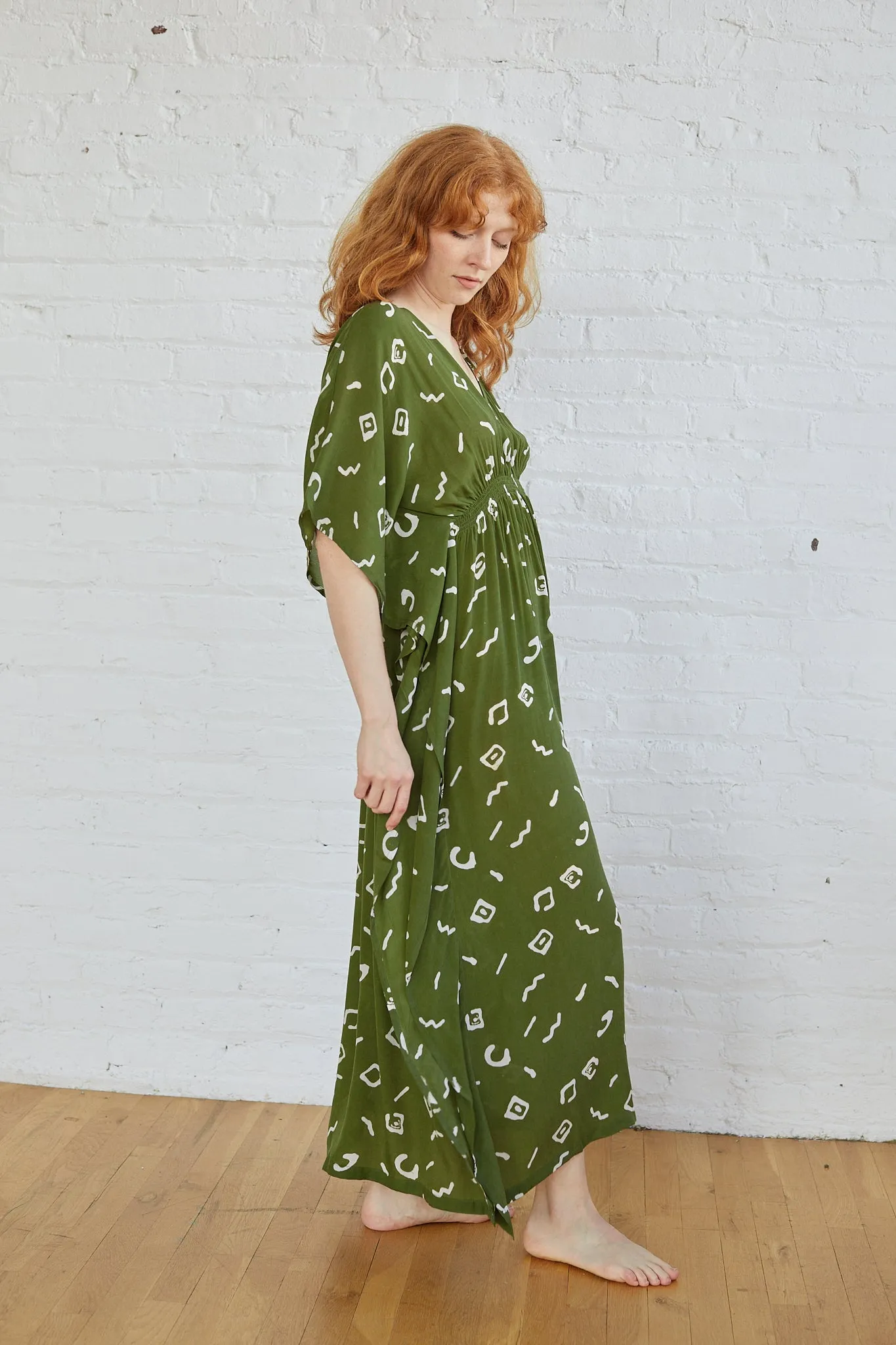 AZTEC KAFTAN DRESS | OLIVE BLOCK PRINT sold by Rujuta Sheth product image thumbnail 4