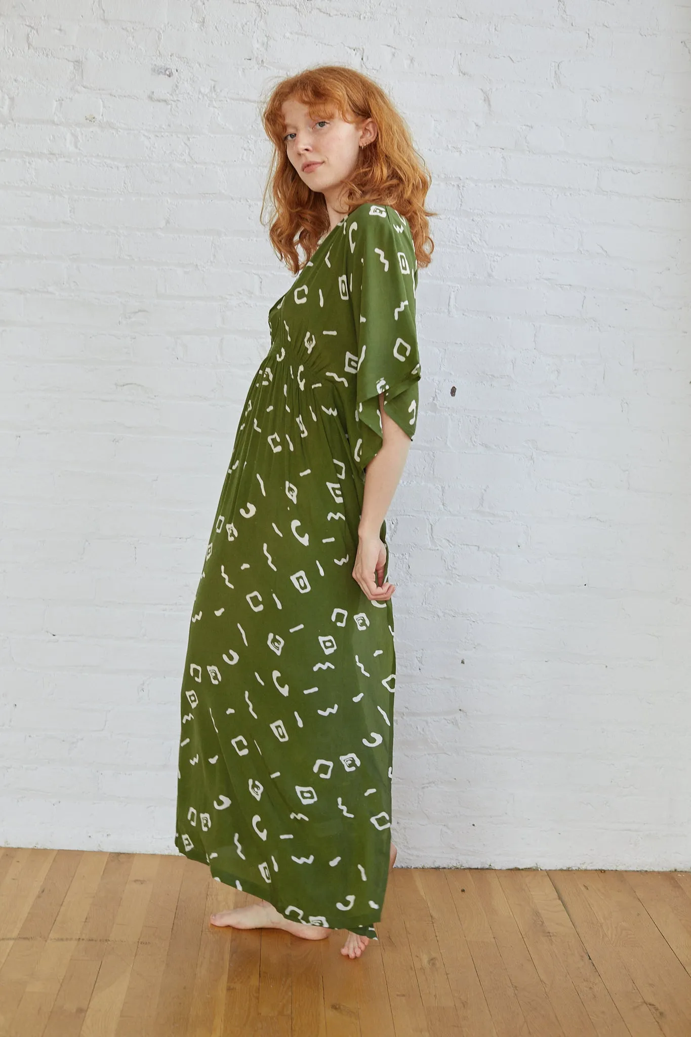 AZTEC KAFTAN DRESS | OLIVE BLOCK PRINT sold by Rujuta Sheth product image thumbnail 5