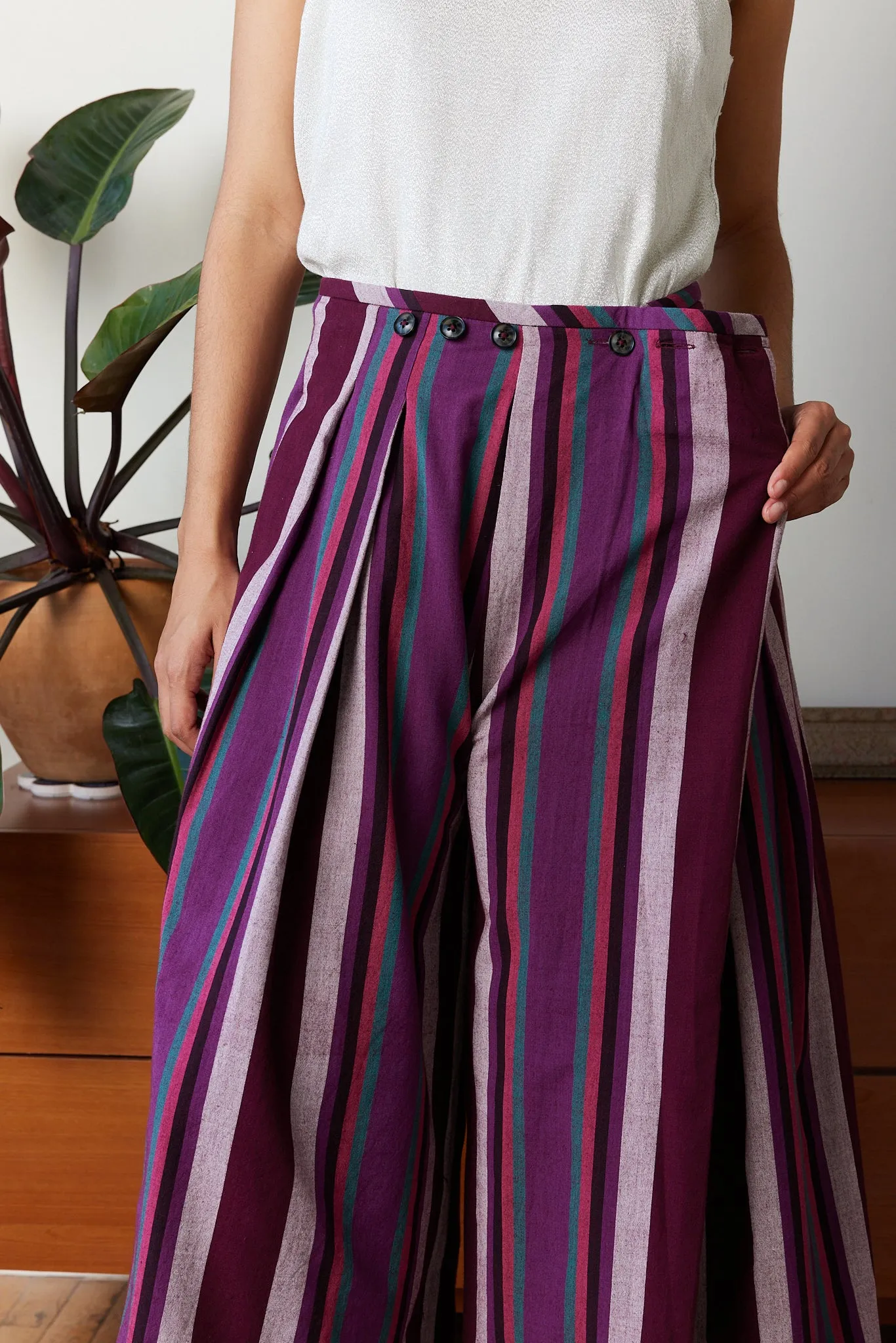 FRIDA PANT | LAVENDER FEILD STRIPE sold by Rujuta Sheth product image thumbnail 5