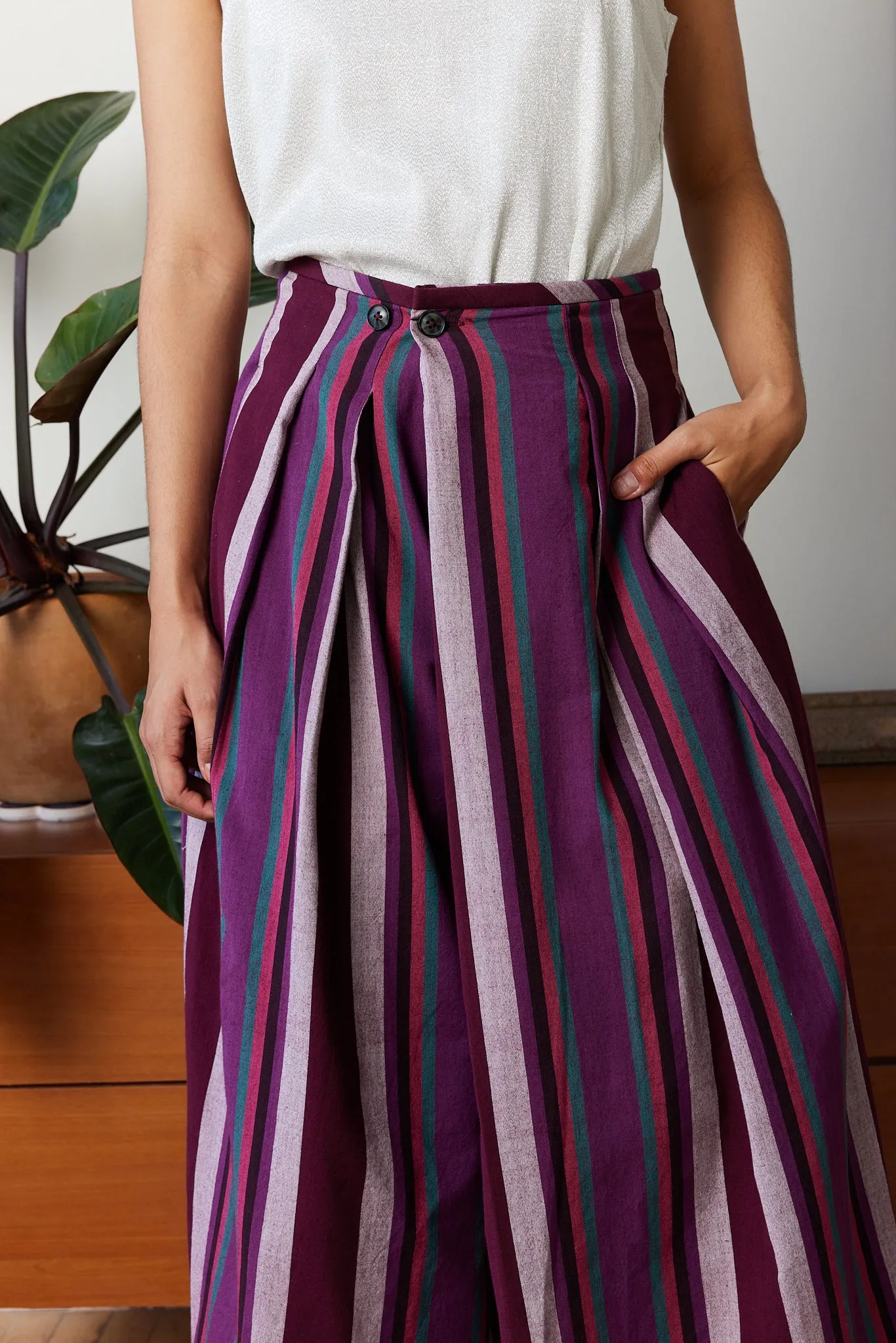 FRIDA PANT | LAVENDER FEILD STRIPE sold by Rujuta Sheth product image thumbnail 2