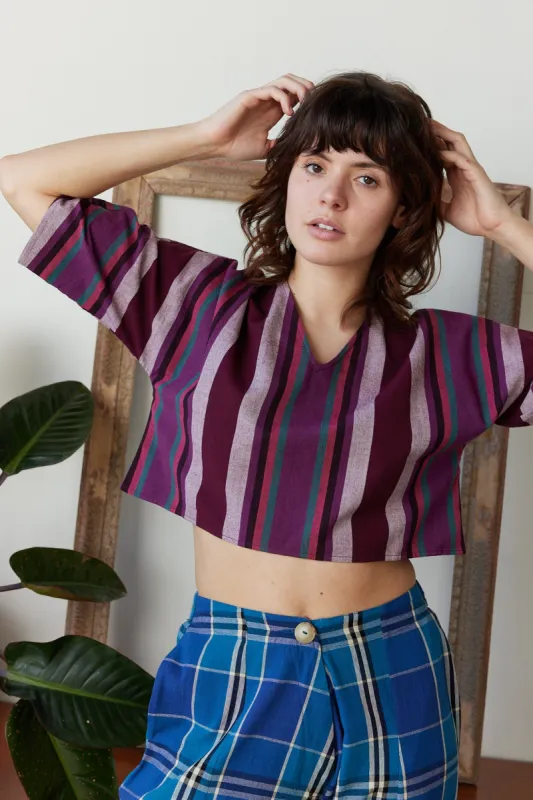 LEXI TOP | LAVENDER FEILD STRIPE sold by Rujuta Sheth