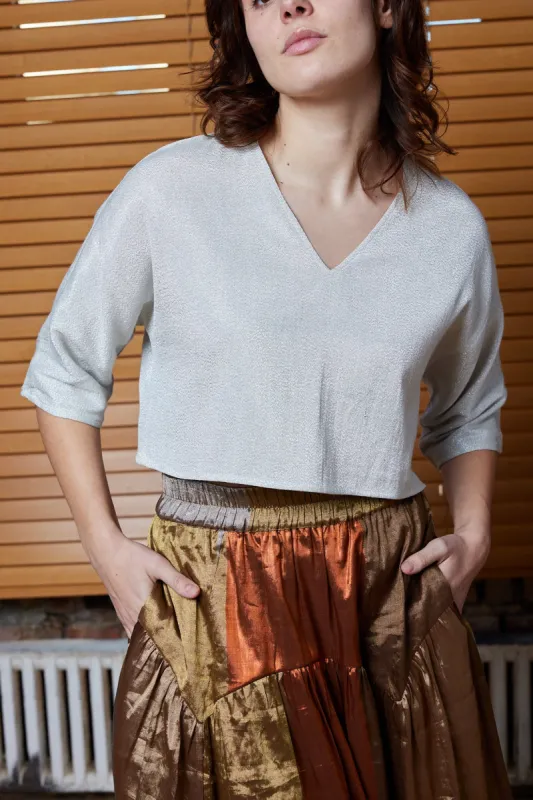 LEXI TOP | SILVER METALLIC sold by Rujuta Sheth