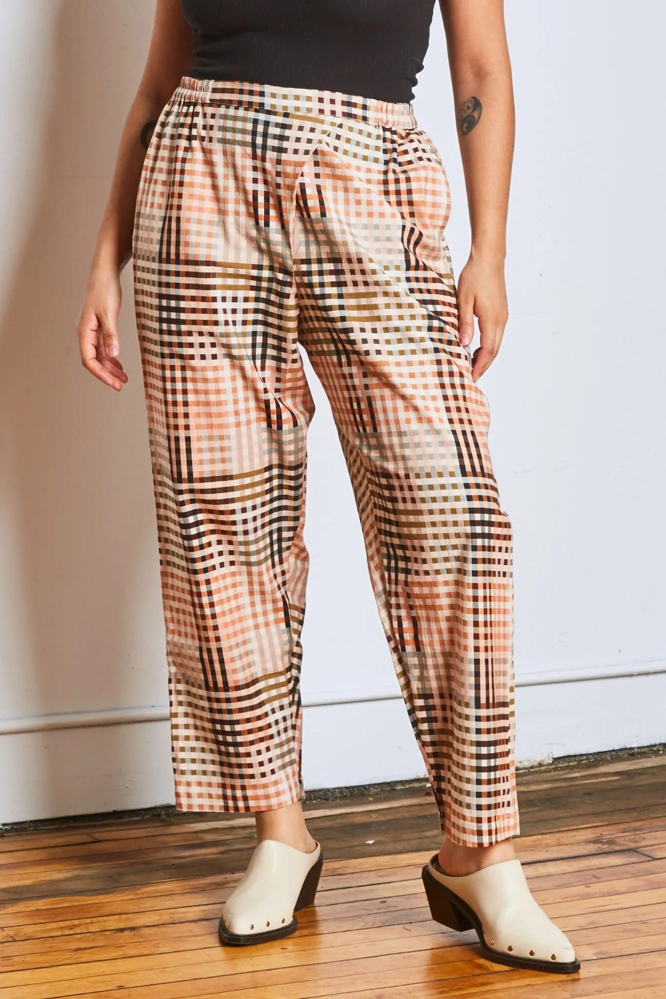 SUNDAY PANTS | NEUTRAL RUBIX CHEX sold by Rujuta Sheth product image thumbnail 5