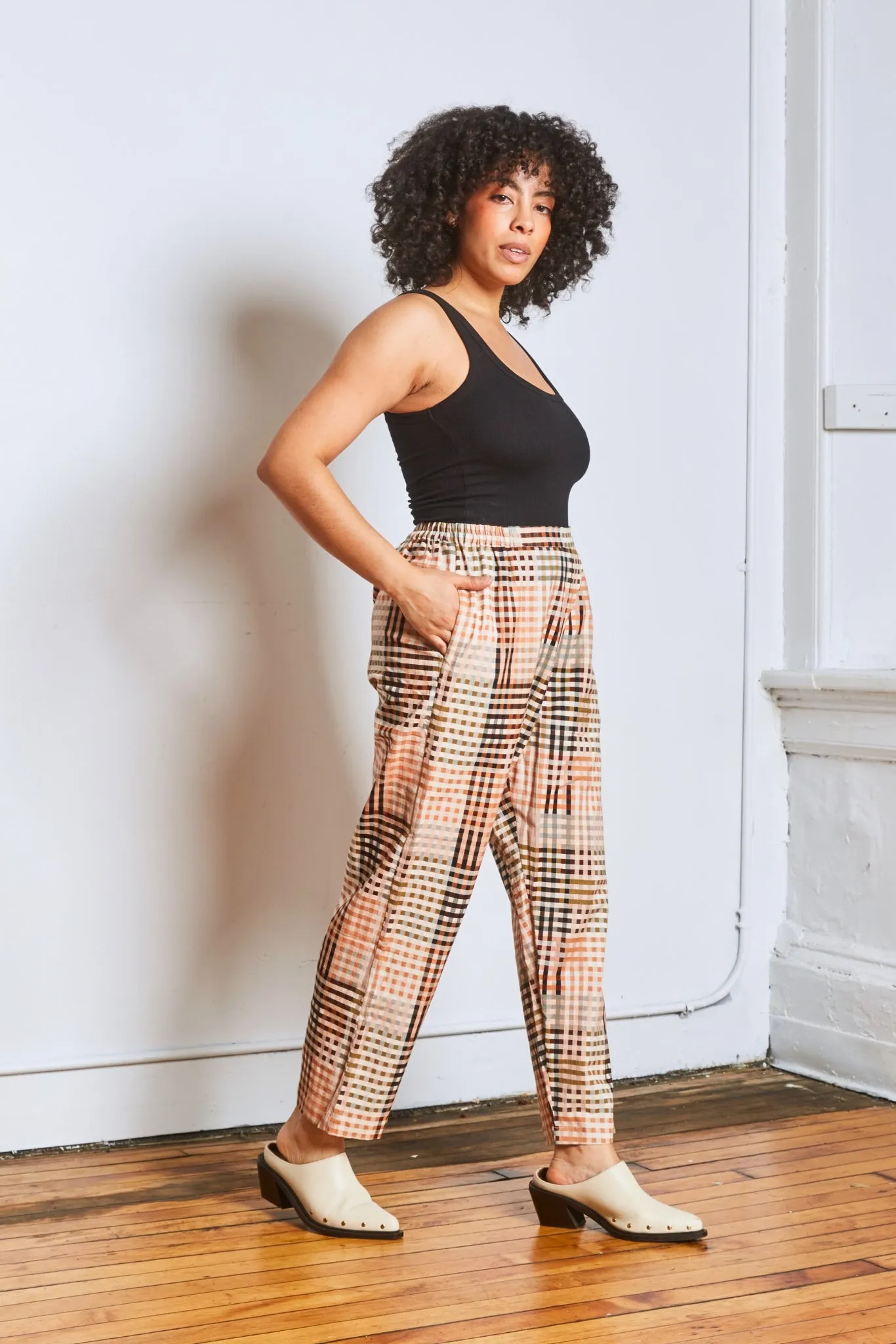 SUNDAY PANTS | NEUTRAL RUBIX CHEX sold by Rujuta Sheth product image thumbnail 2