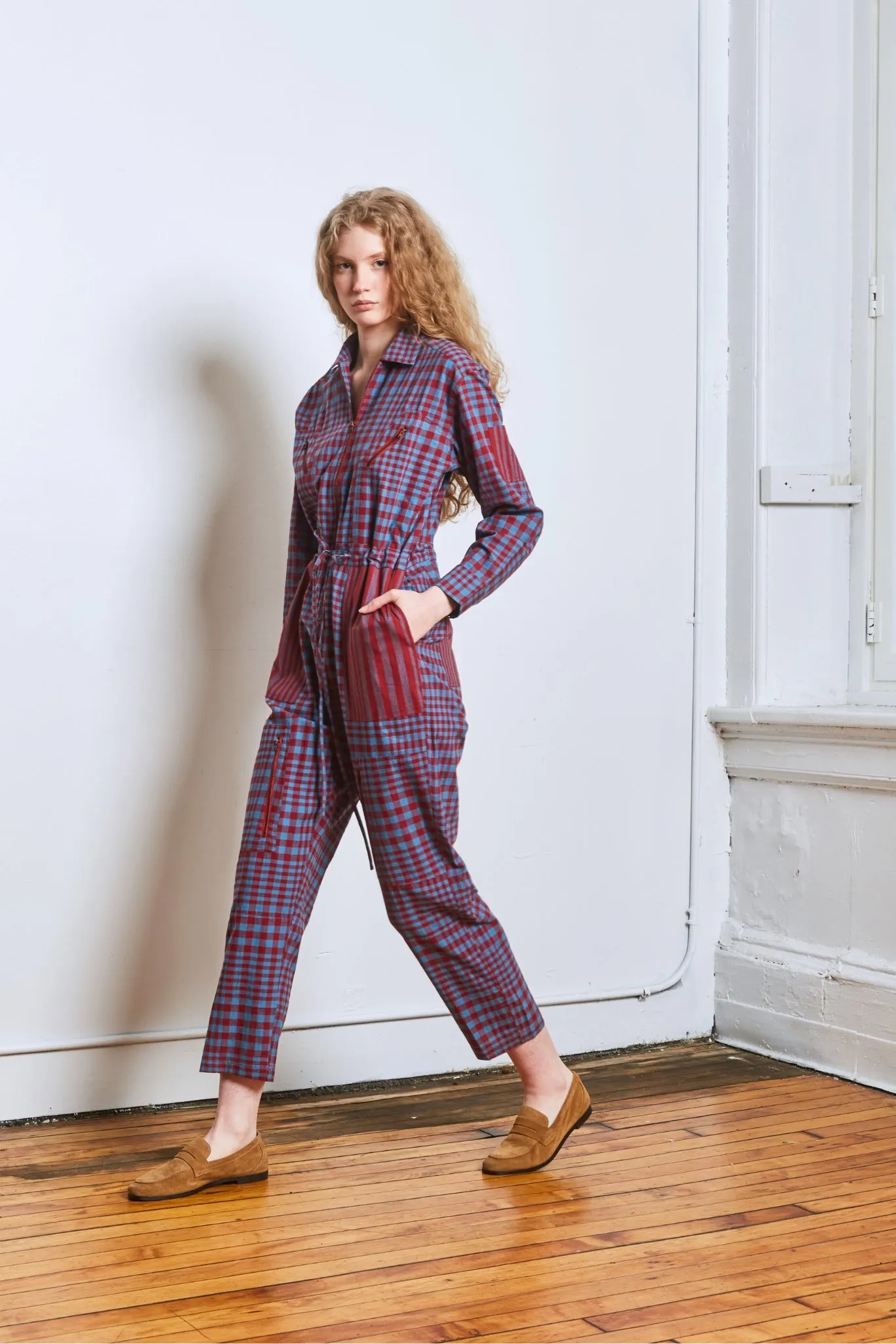 UTILITY FLIGHT SUIT | BEACON STRIPE X CHEX sold by Rujuta Sheth product image thumbnail 3