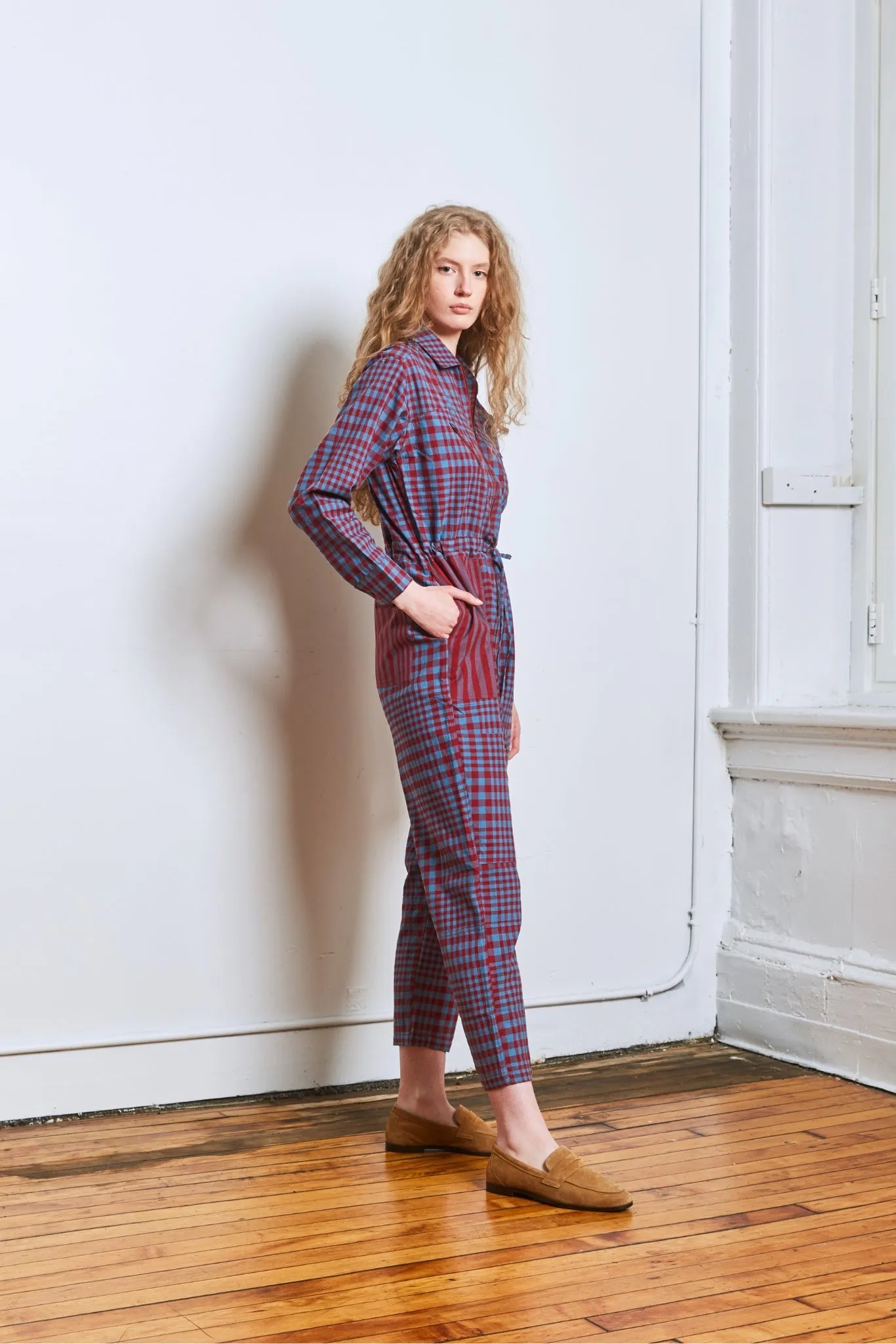 UTILITY FLIGHT SUIT | BEACON STRIPE X CHEX sold by Rujuta Sheth product image thumbnail 2