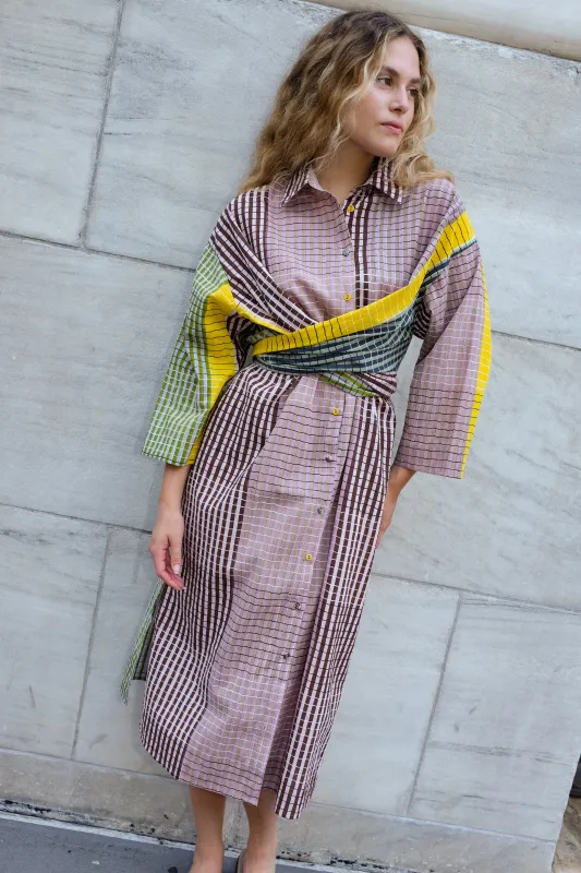 ALEXANDRA SHIRT DRESS | INK GRID sold by Rujuta Sheth