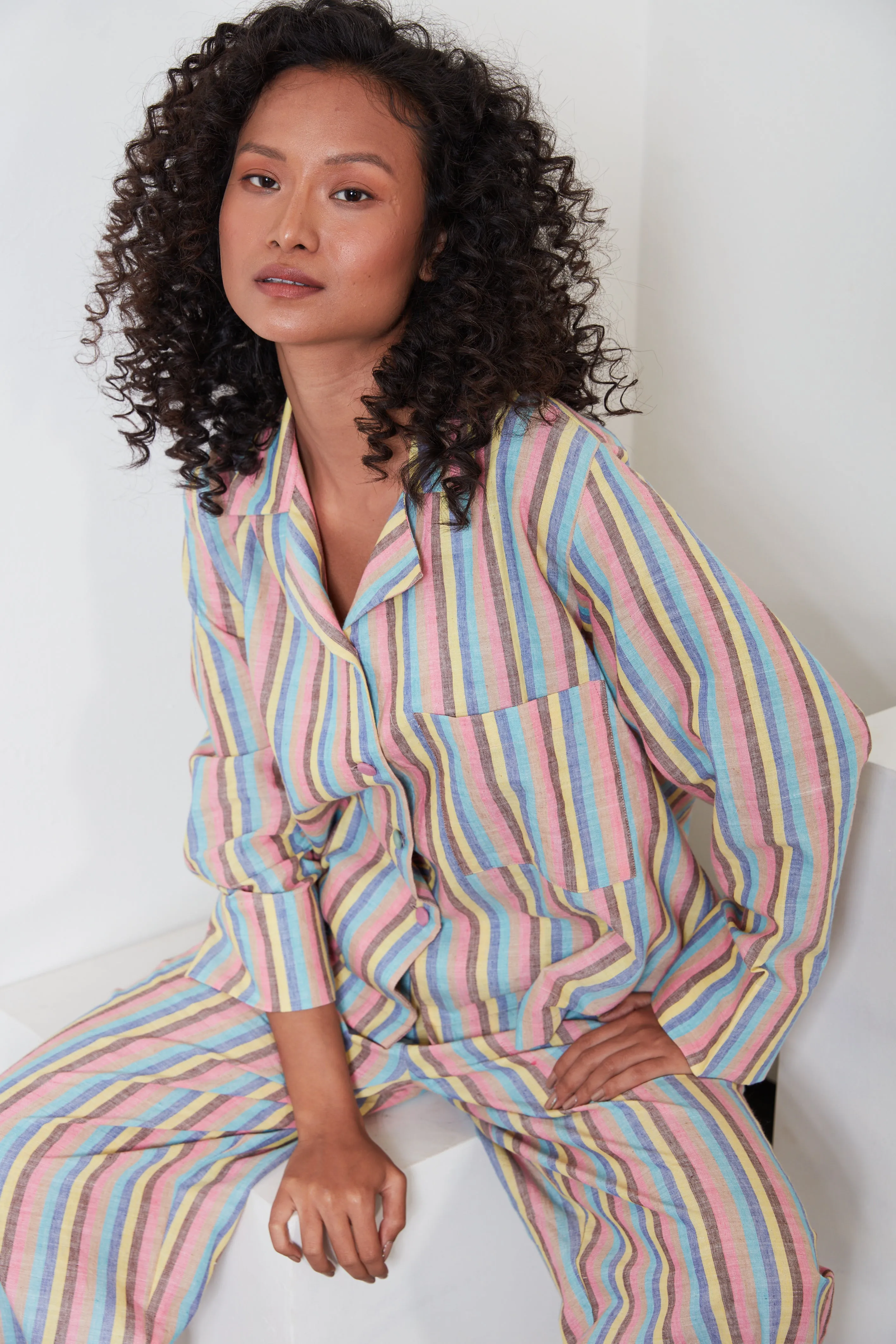 SAMPLE SALE | MARGOT LOUNGE SET | BRIGHTSIDE STRIPE sold by Rujuta Sheth