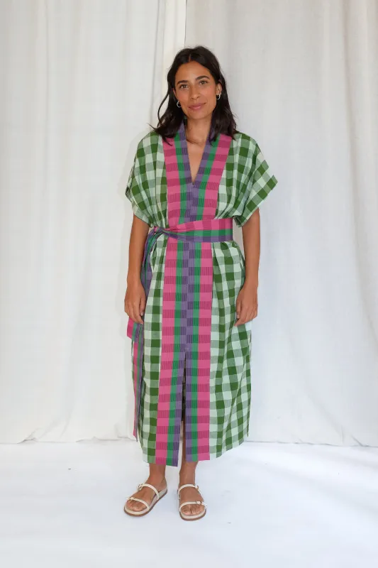 NAYA KAFTAN DRESS | WATERMELON CHEX sold by Rujuta Sheth