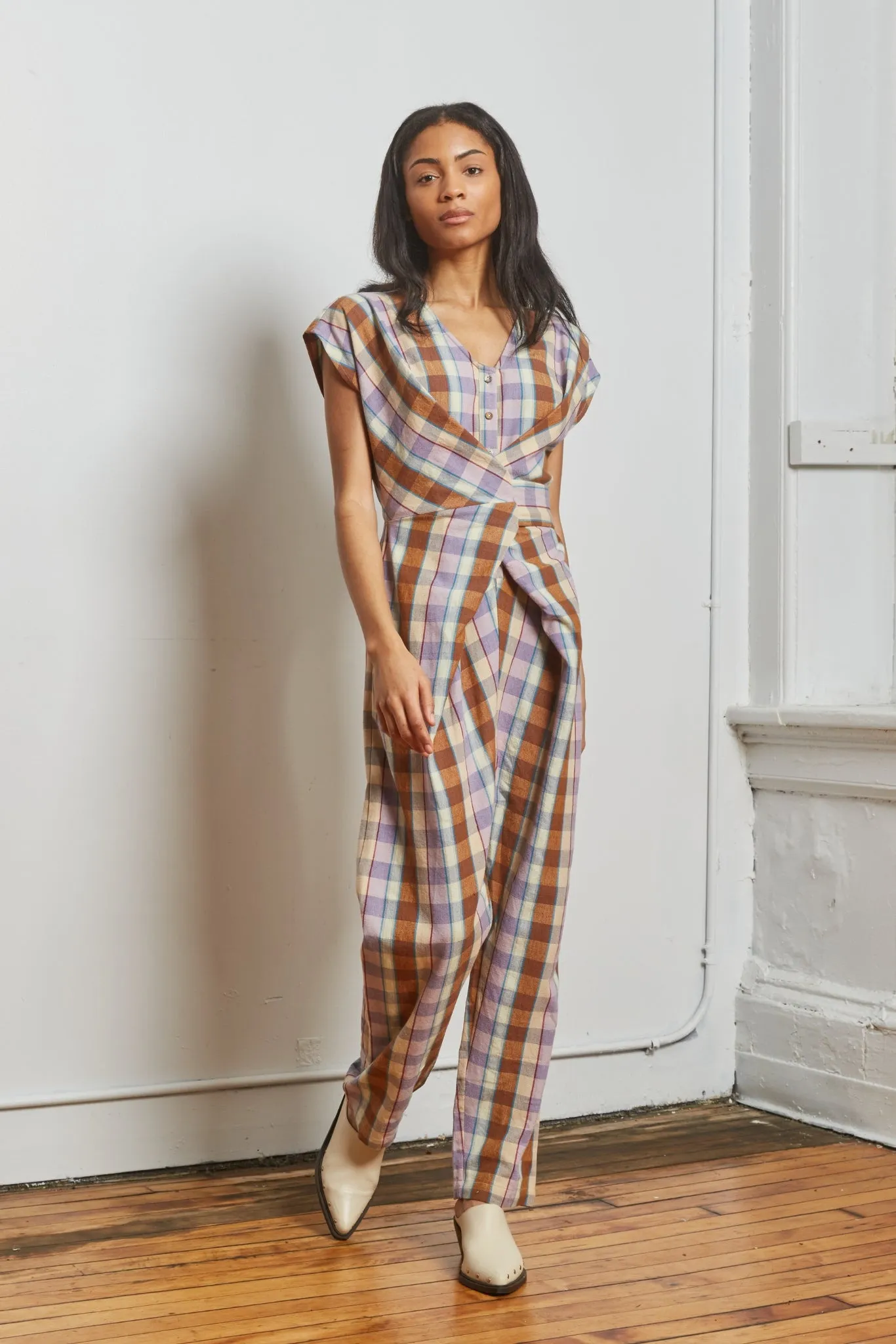 VENUS WRAP JUMPER | CHESTNUT CHEX sold by Rujuta Sheth product image thumbnail 3