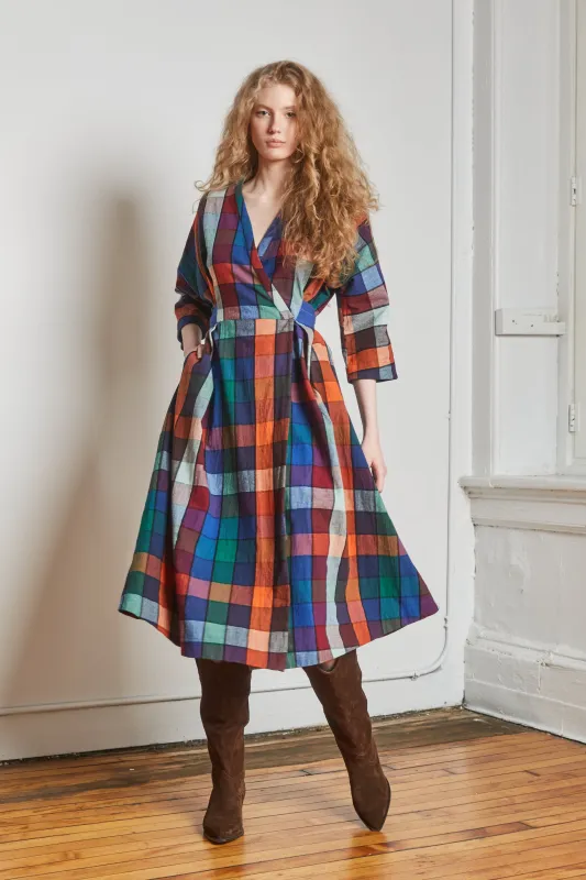 NOVA WRAP DRESS | MOSAIC CHEX sold by Rujuta Sheth