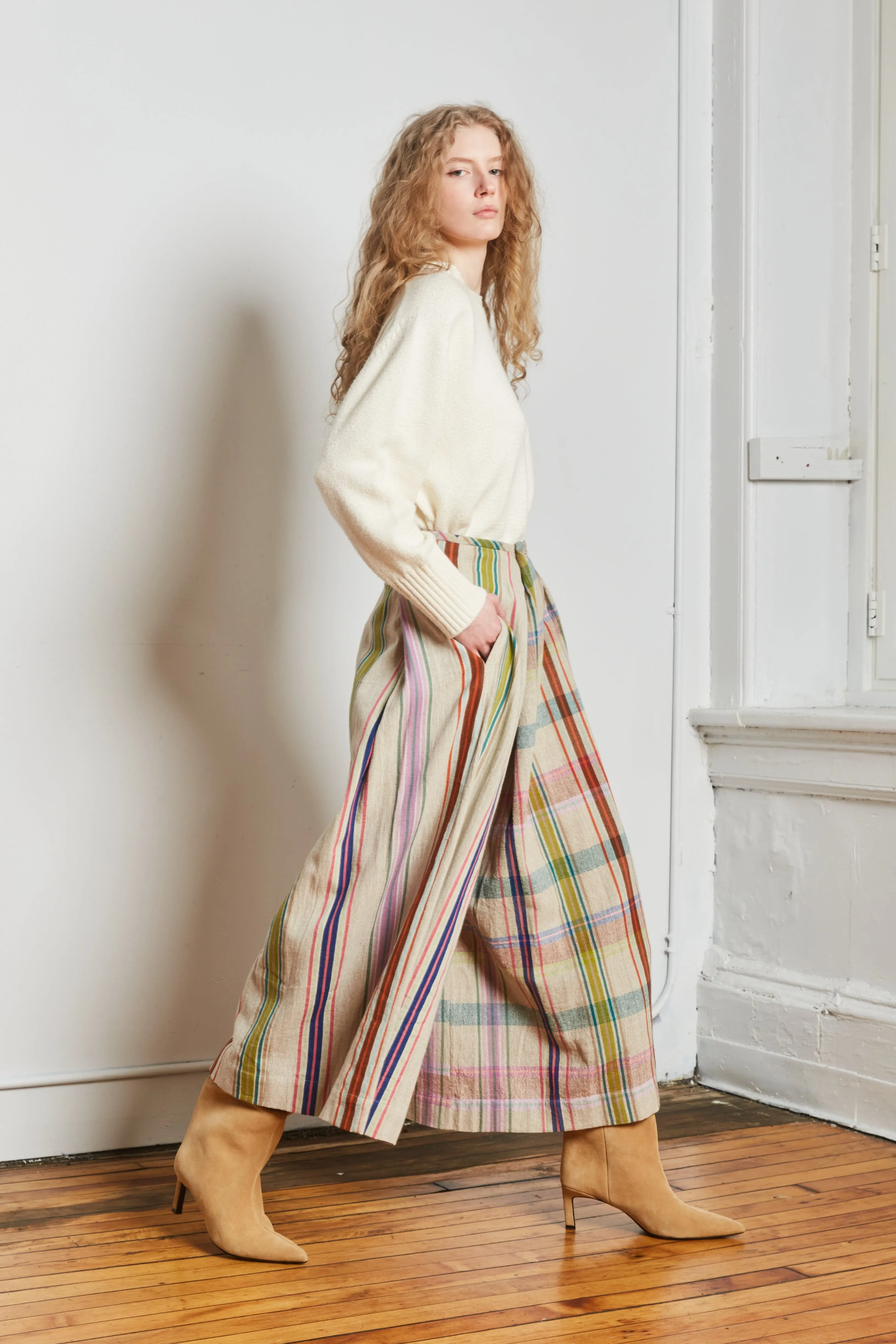 FRIDA PANTS | KULFI CHEX X STRIPES sold by Rujuta Sheth product image thumbnail 2