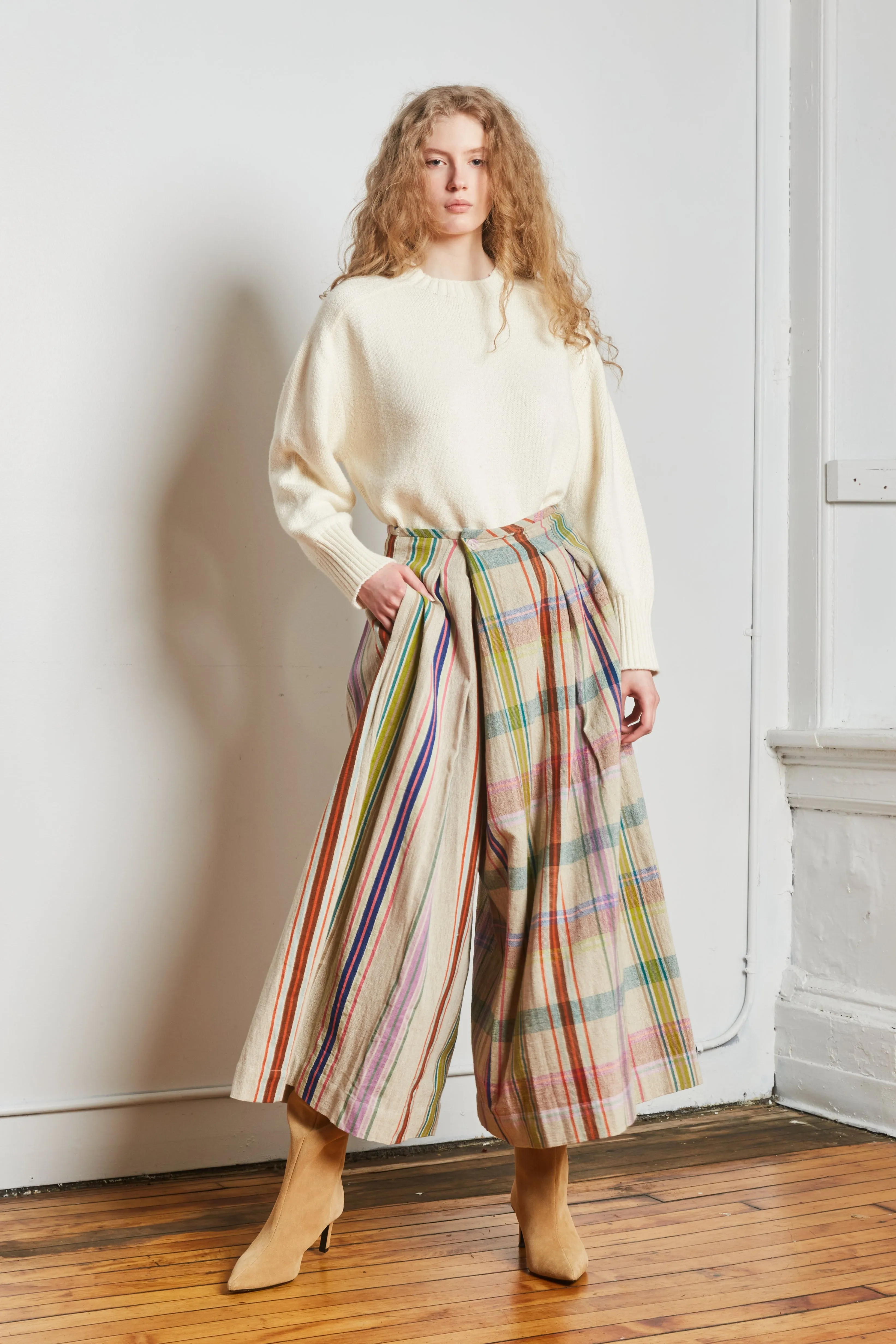 FRIDA PANTS | KULFI CHEX X STRIPES sold by Rujuta Sheth product image thumbnail 5