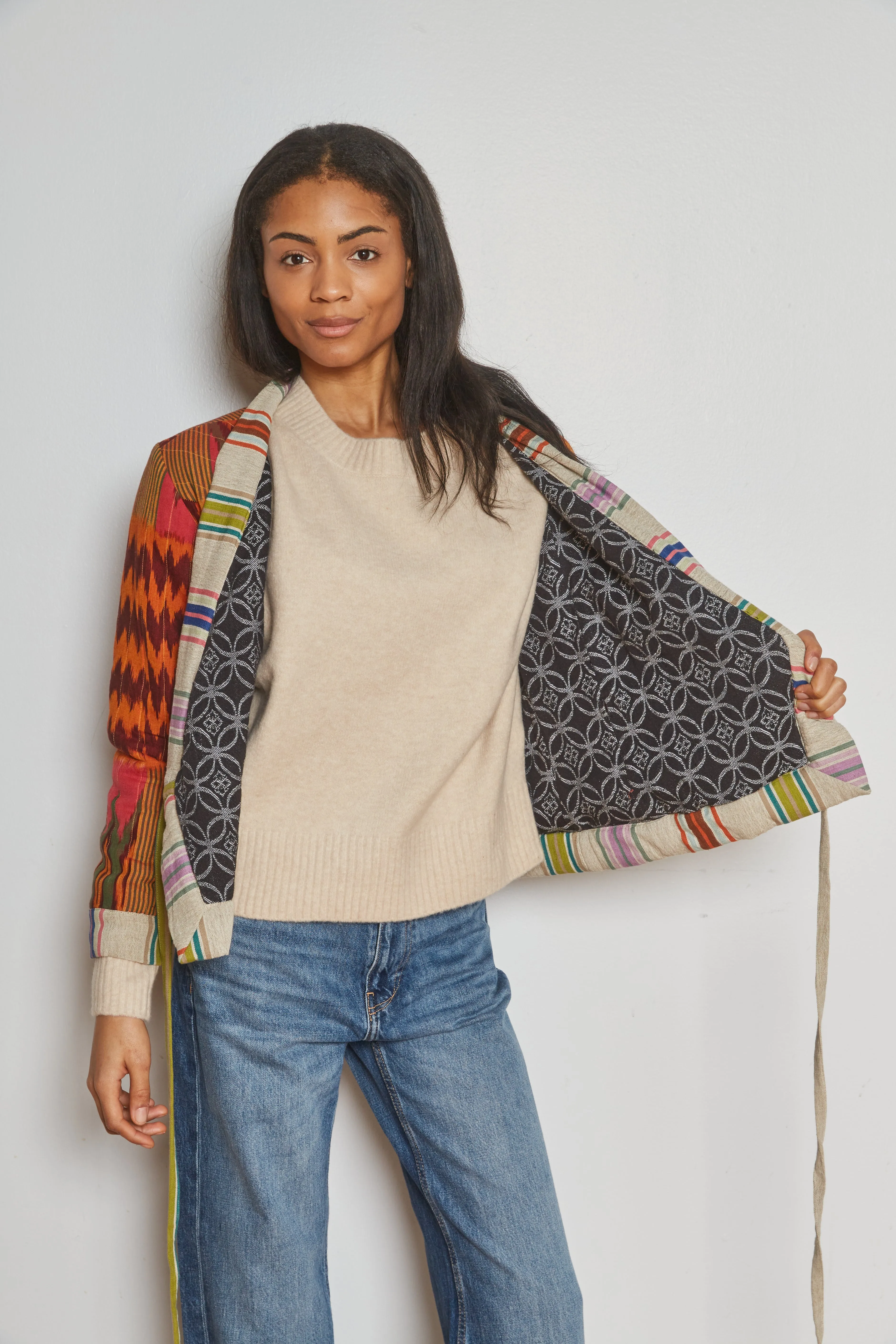 MIRAGE JACKET | MYSTIC IKAT X NOIR BLOSSOM sold by Rujuta Sheth product image thumbnail 4