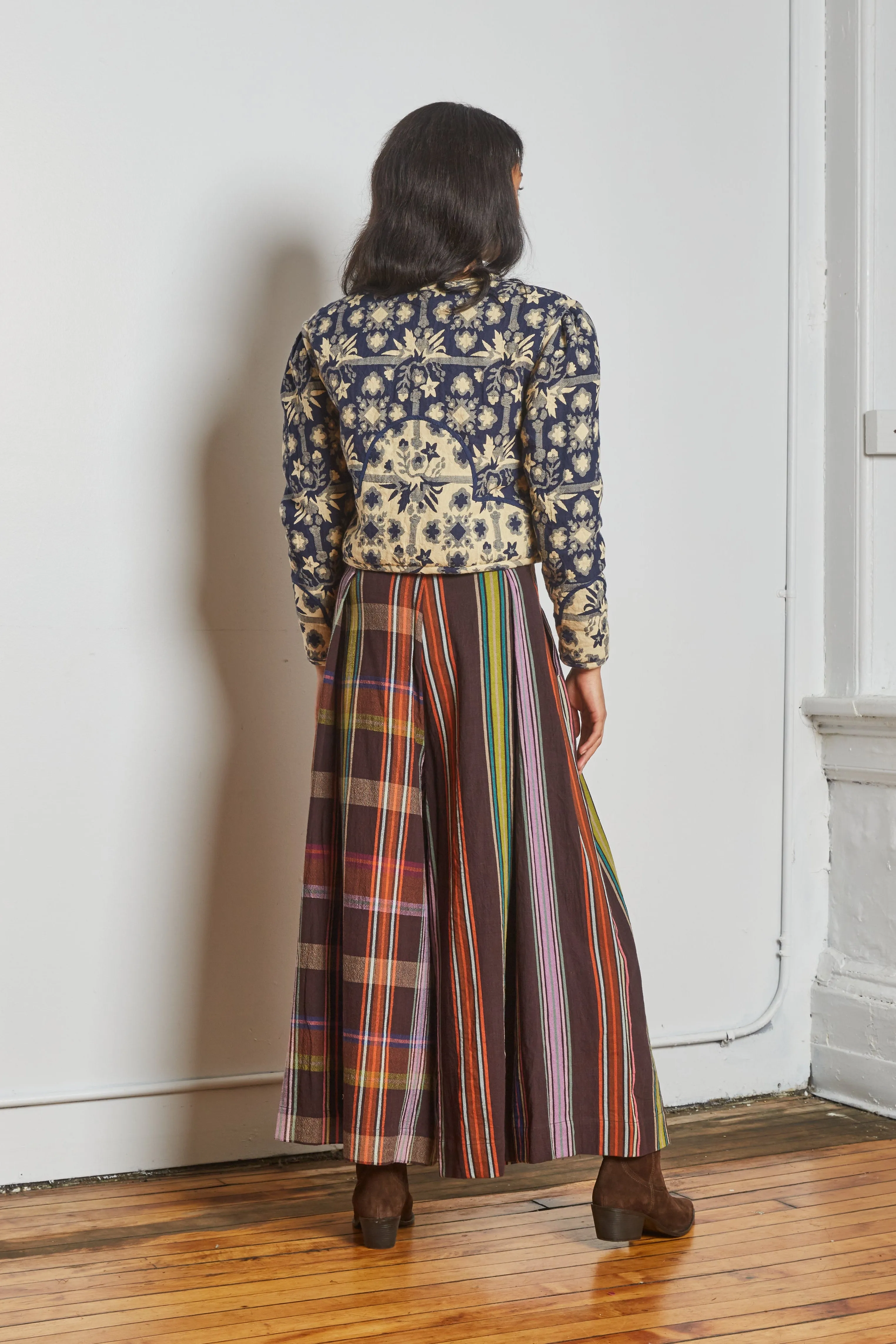 FRIDA PANTS | MOCHA CHEX X STRIPES sold by Rujuta Sheth product image thumbnail 5