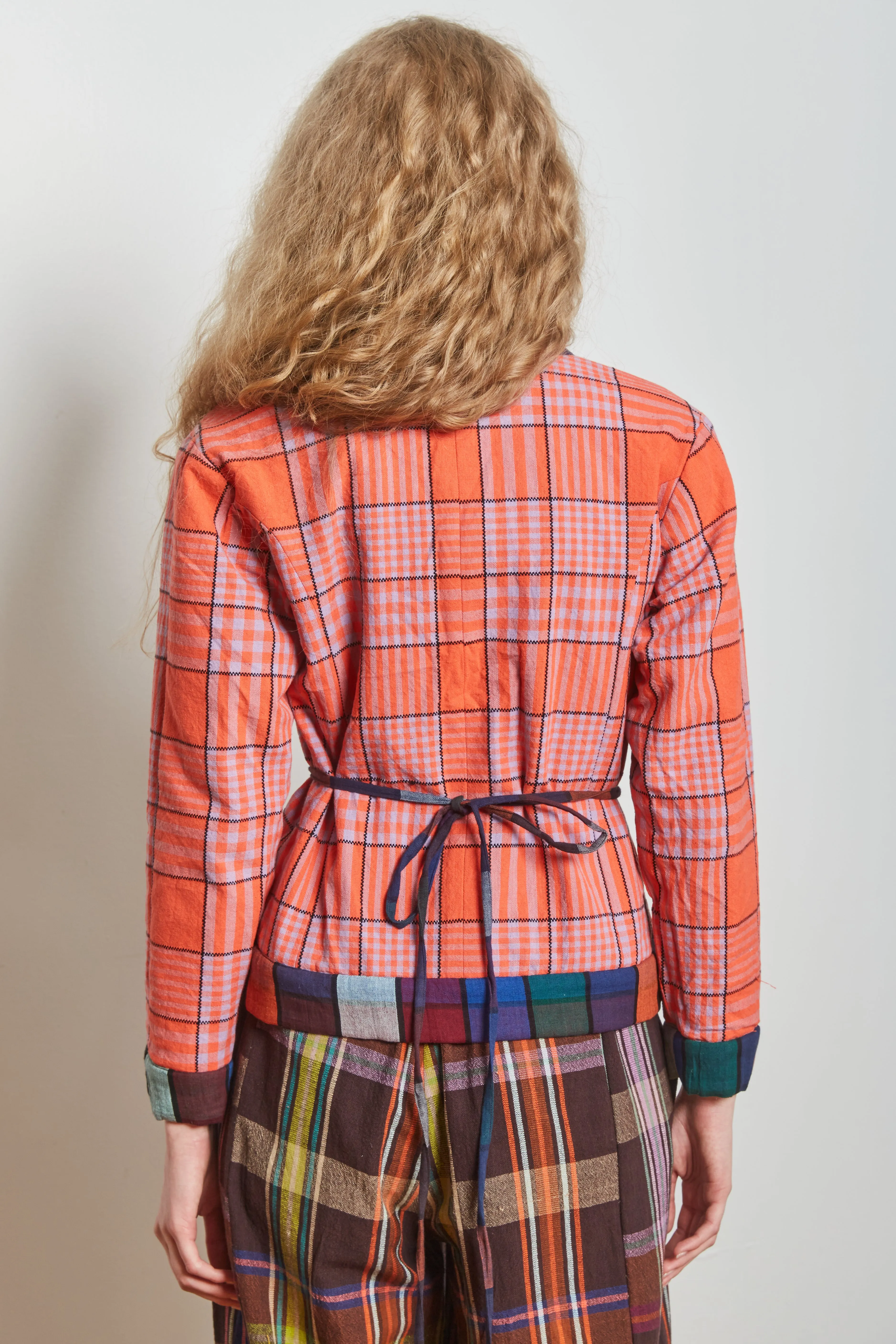 MIRAGE JACKET | MOCHA STRIPE X HIBISCUS GRID sold by Rujuta Sheth product image thumbnail 4