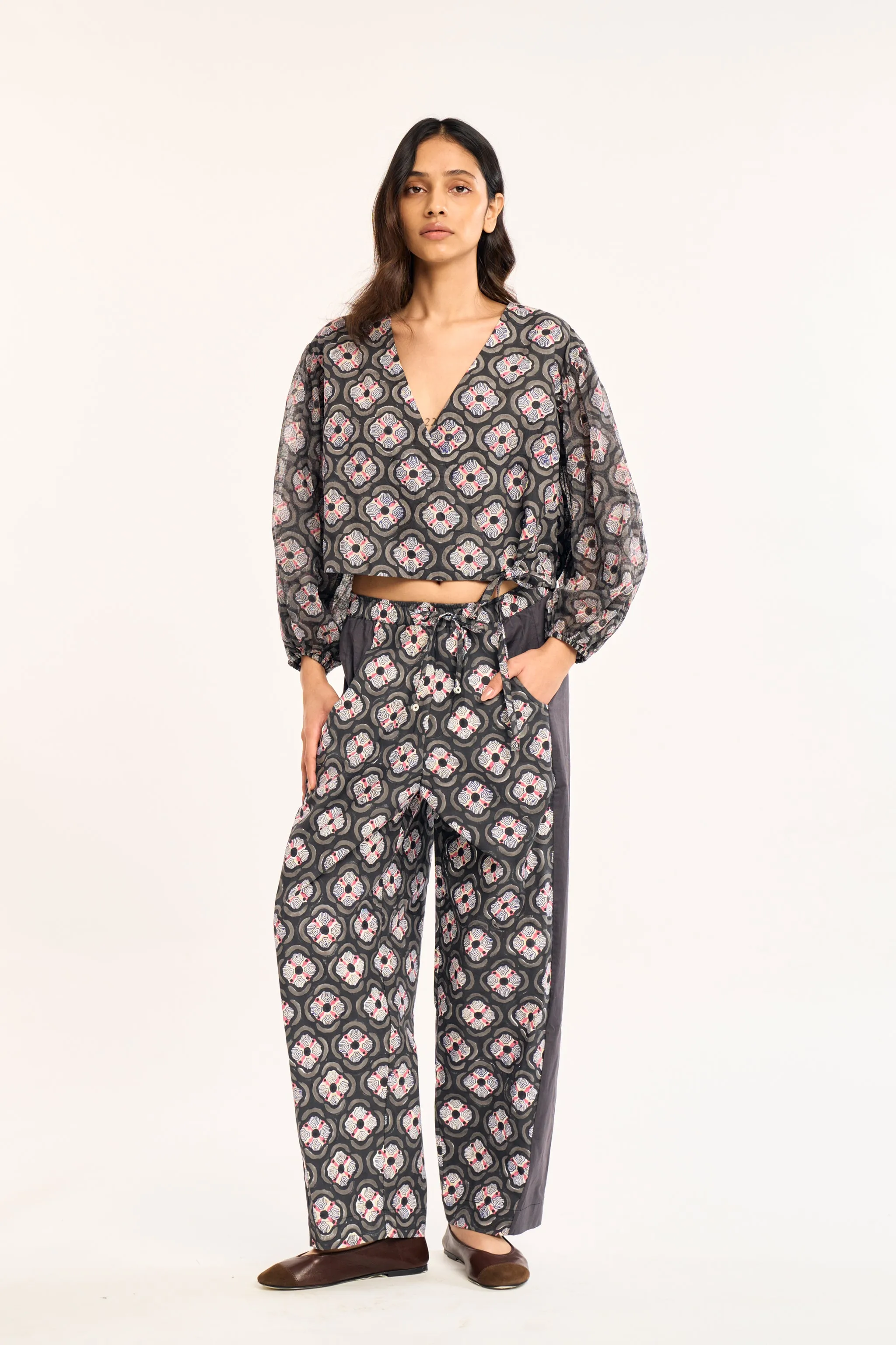 MESA PANTS | CHARCOAL BOTANICA sold by Rujuta Sheth