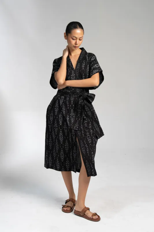 NAYA KAFTAN DRESS | MIDNIGHT IKAT made by Rujuta Sheth