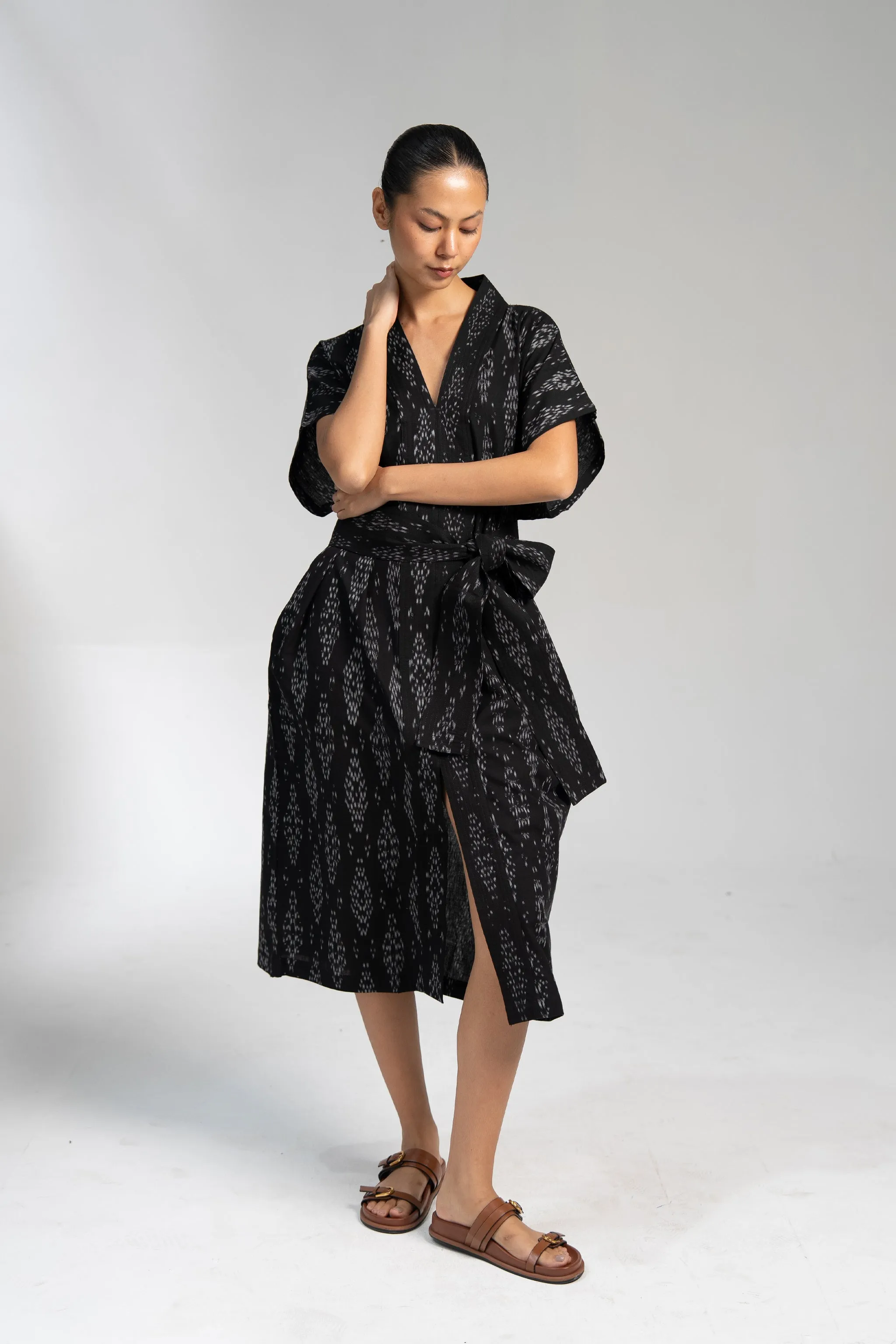 NAYA KAFTAN DRESS | MIDNIGHT IKAT sold by Rujuta Sheth