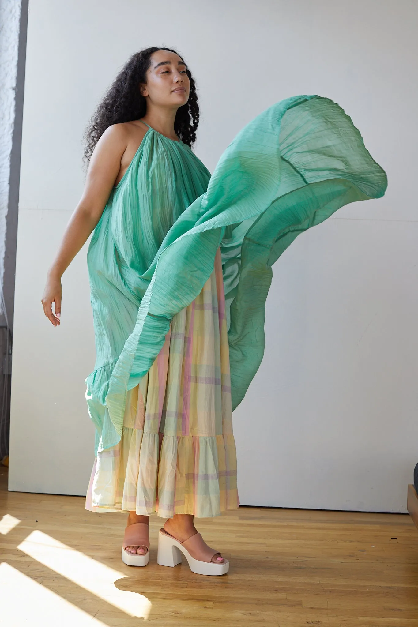 CARMEN DRESS | QUIET GREEN + SWEET DREAMS PLAID sold by Rujuta Sheth product image thumbnail 5