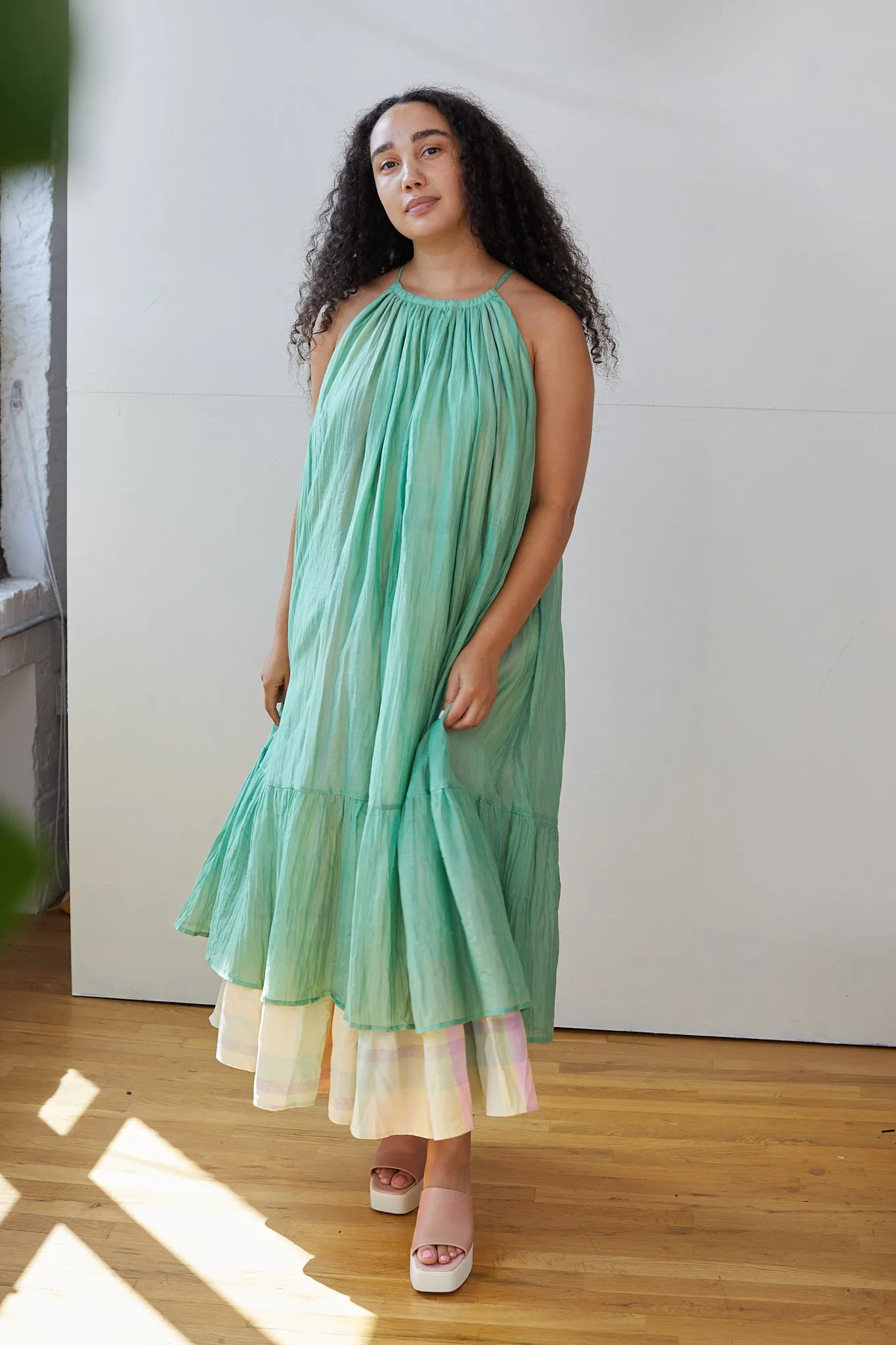 CARMEN DRESS | QUIET GREEN + SWEET DREAMS PLAID sold by Rujuta Sheth
